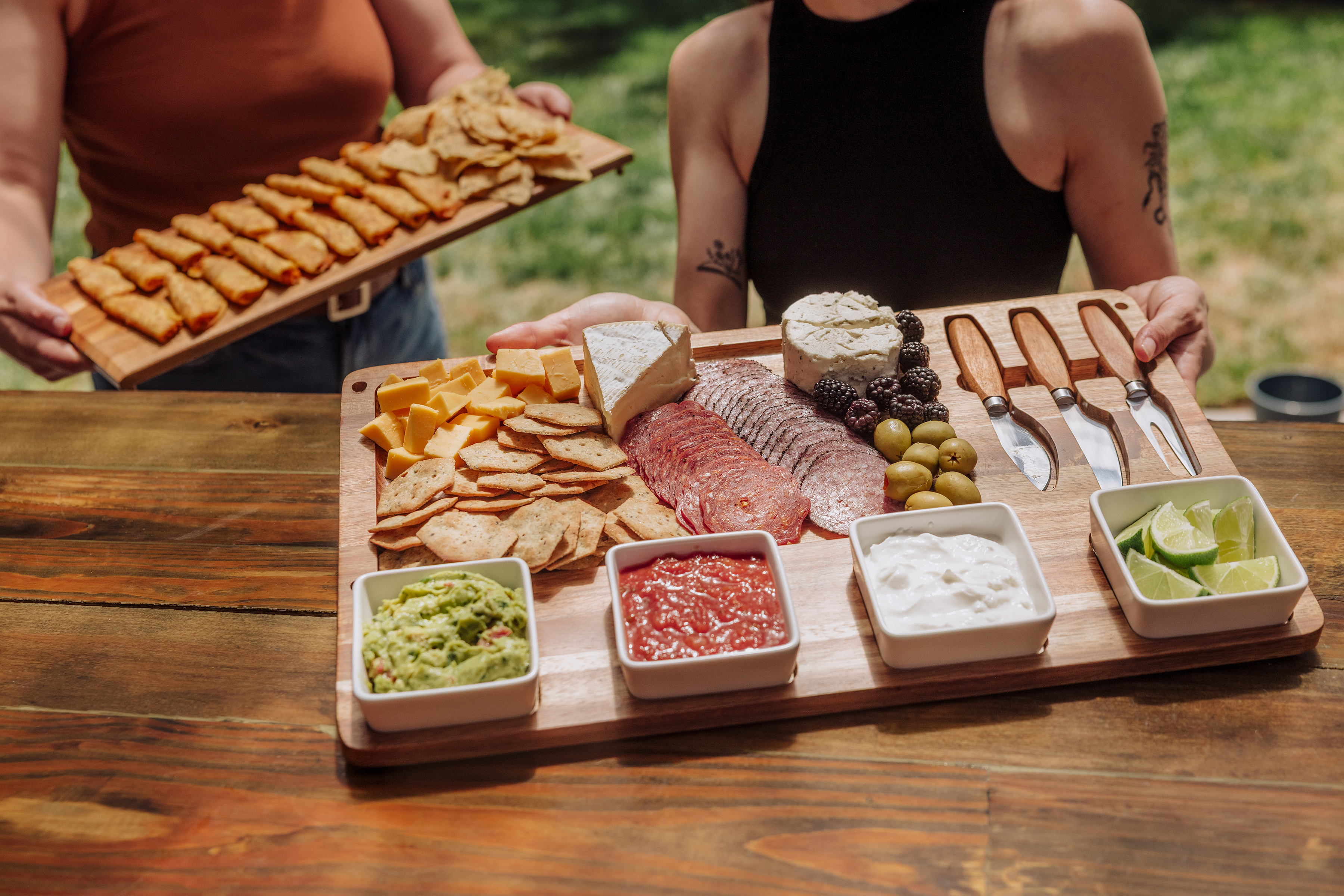 Picada - Acacia Tapas Board with Ceramic Bowls