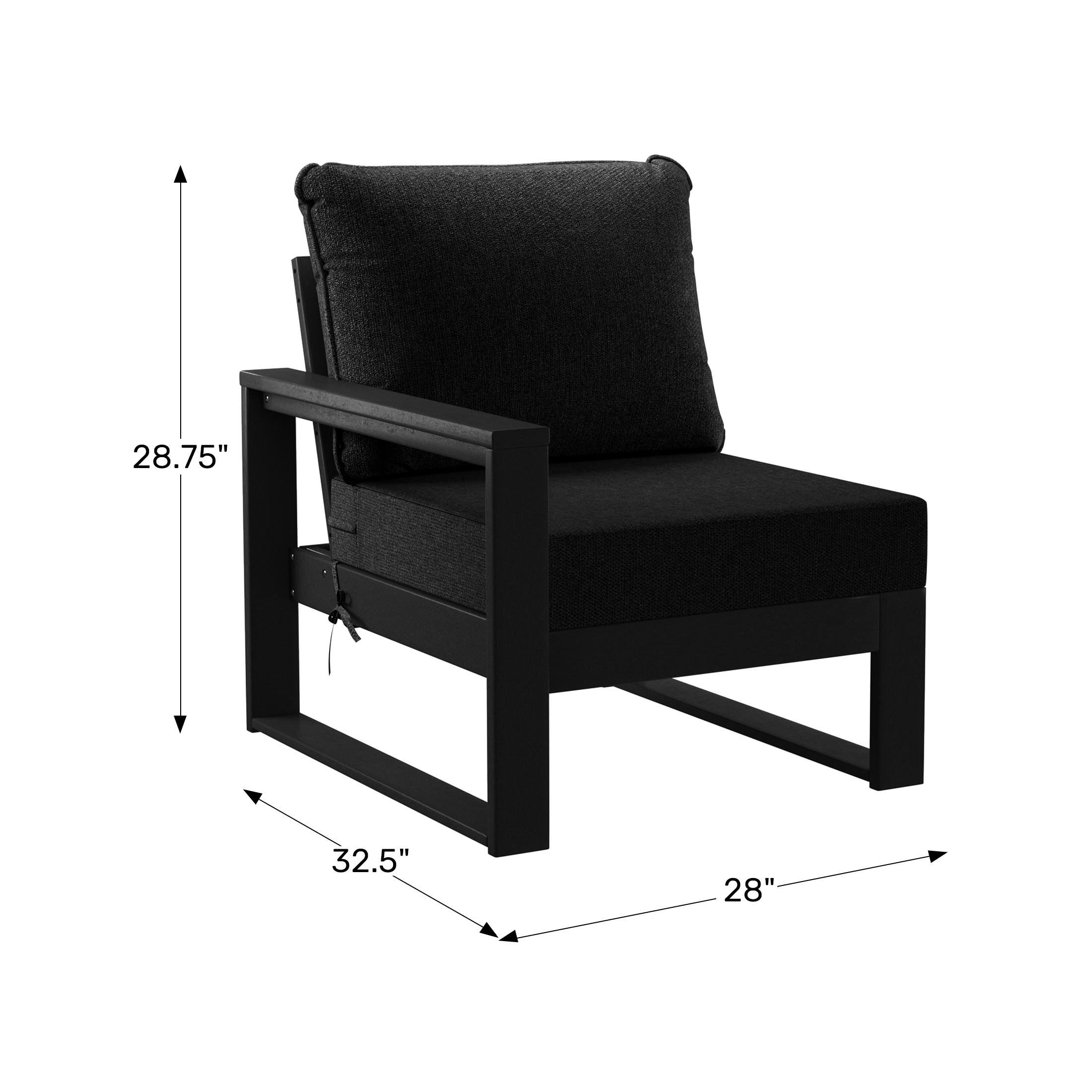 Outdoor HDPE Left Arm Sectional Patio Corner Club Chair with Patio CushionsWWT Spec Image