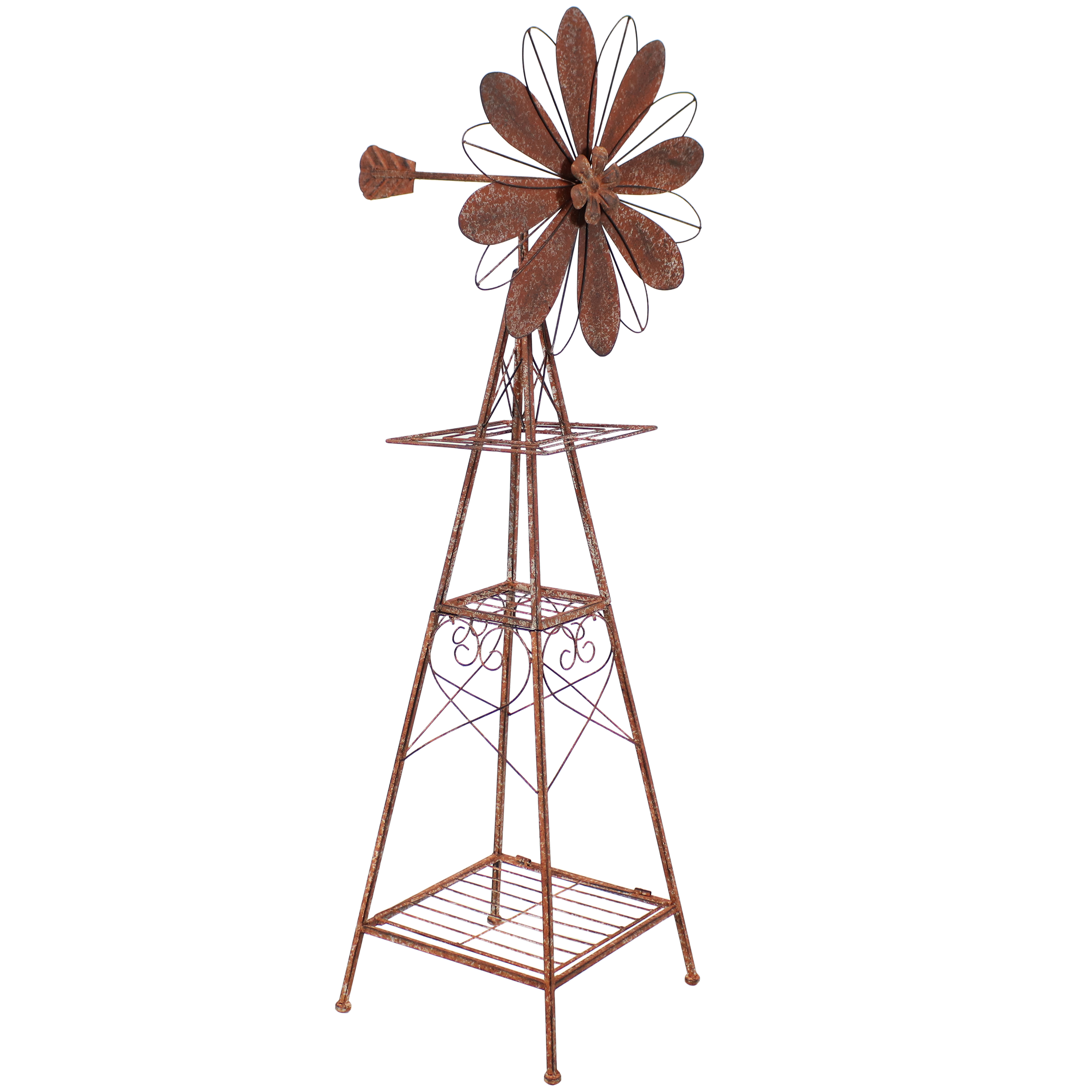 Rustic Windmill Metal Garden Statue