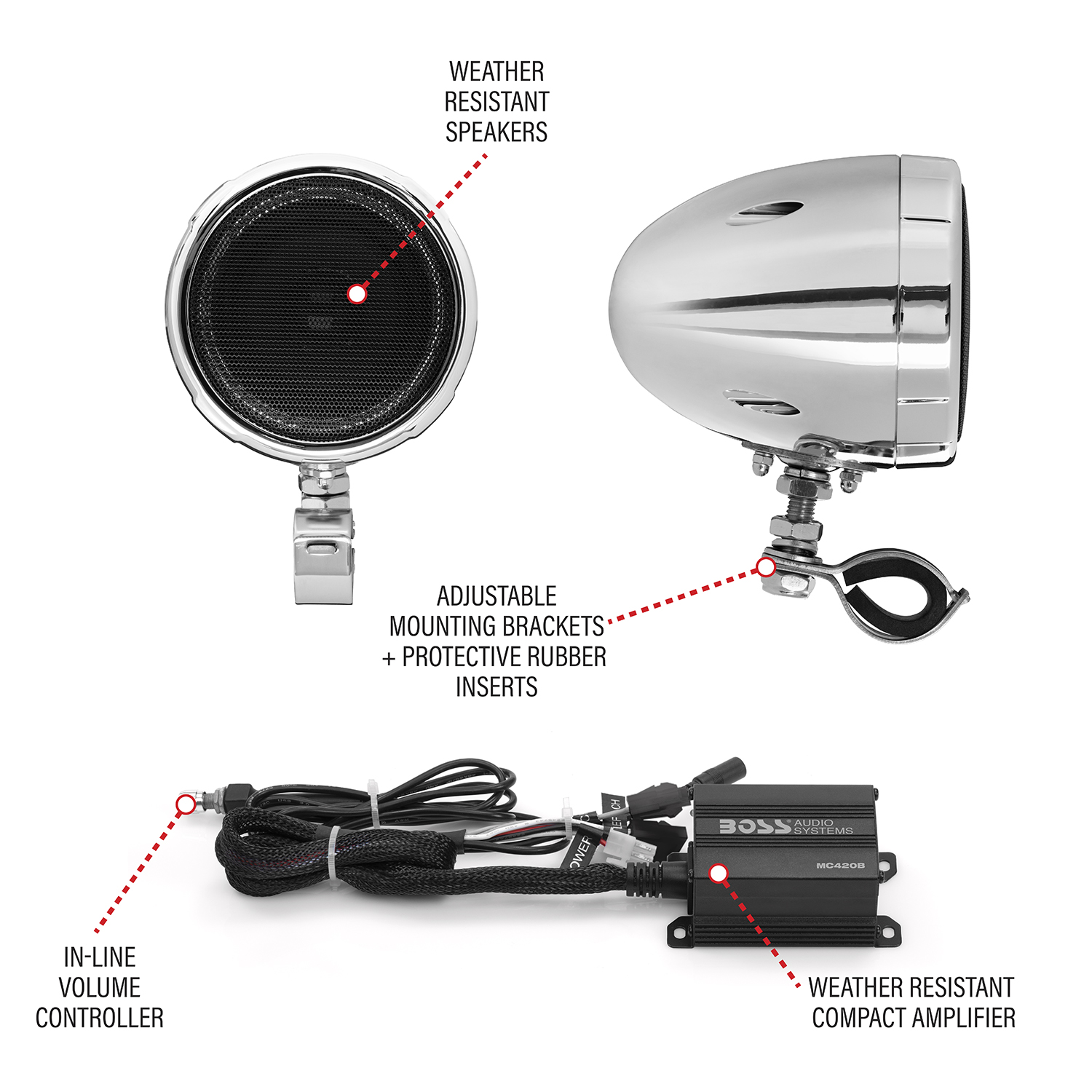thumbnail 2 - BOSS Audio Systems MC420B Motorcycle Speaker System