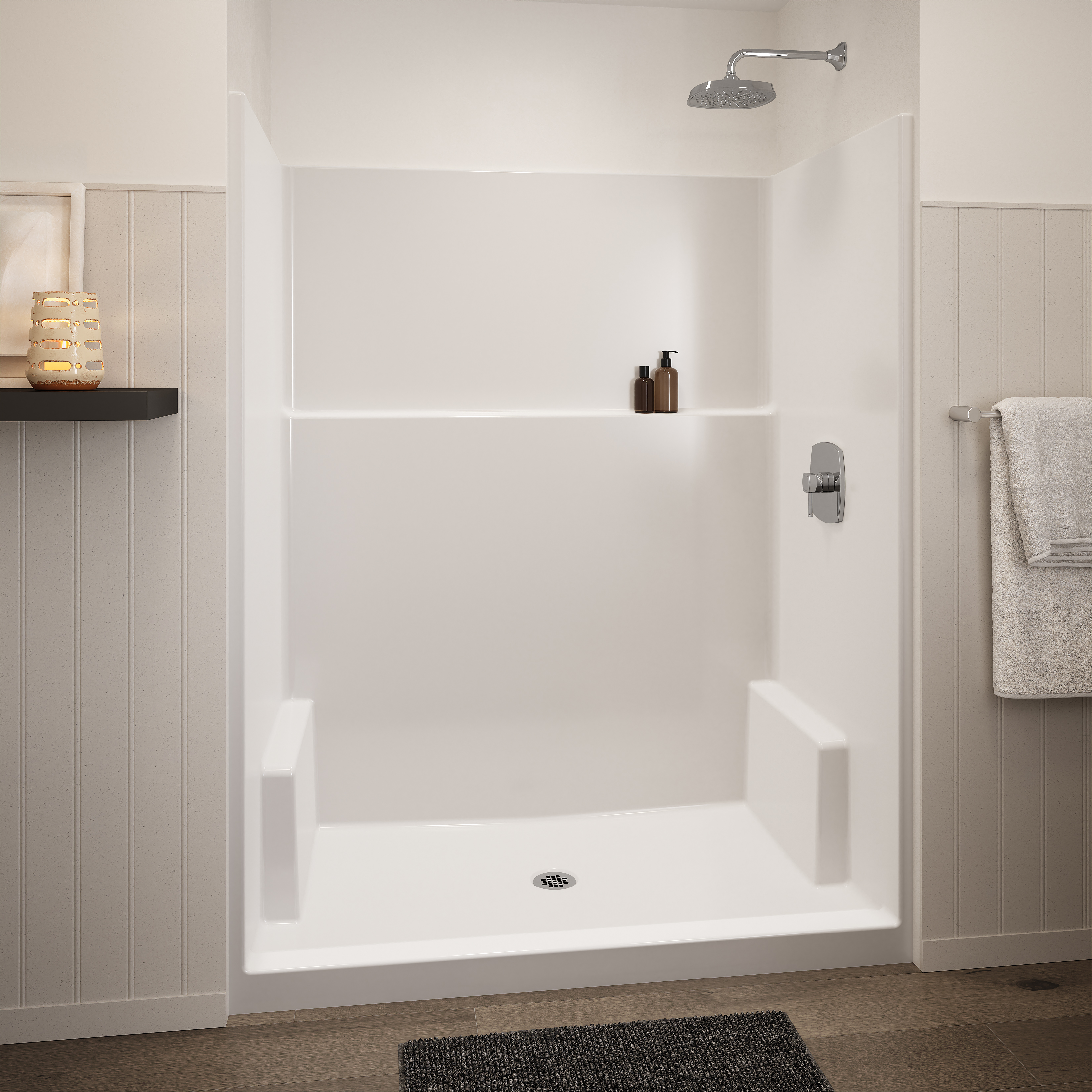 Icon SH6036 AcrylX™ Alcove Center Drain One-Piece Shower in White