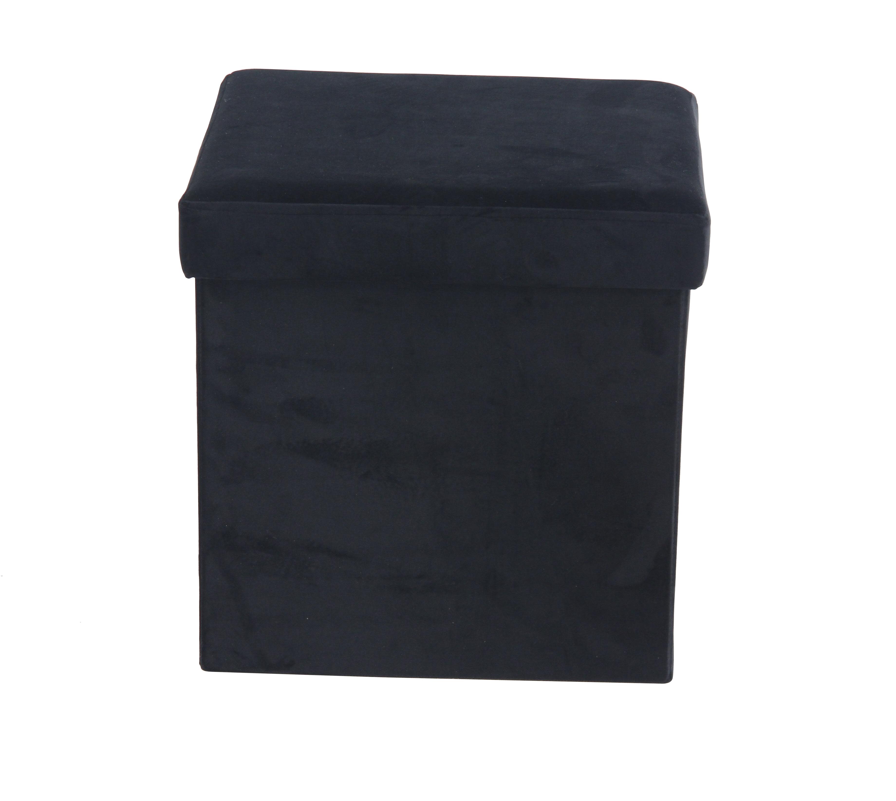 Black Polyester  Storage Stool, 17" x 15" x 15"