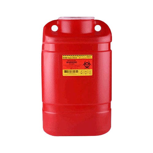 Sharps Collector, One-Piece, 5 Gallon, Red w/ Large Funnel Entry