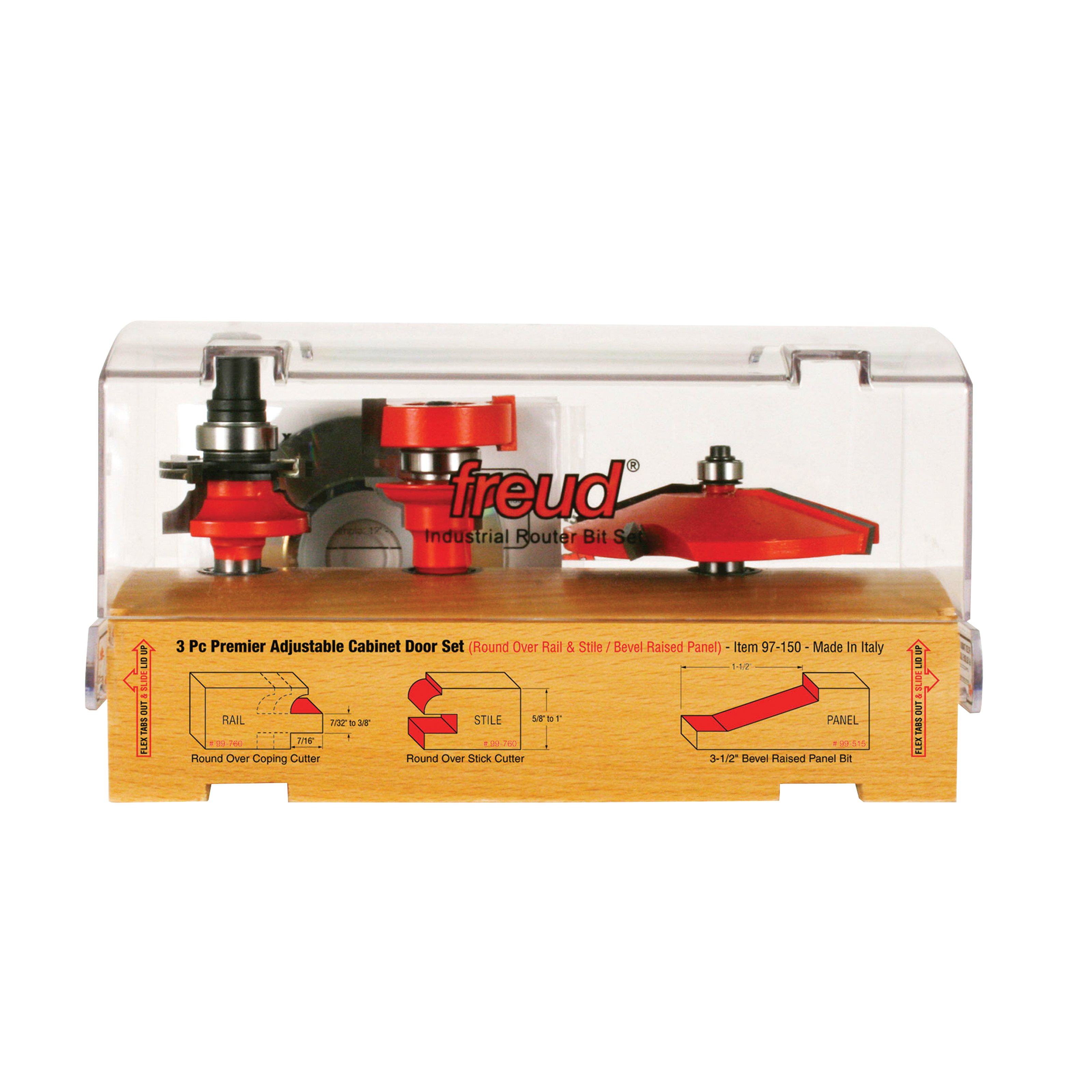 3 Piece Premier Adjustable Cabinet Bit Set