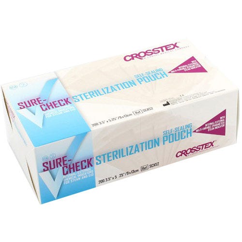 Sure-Check® Sterilization Pouches, Self-Sealing, 3.5" x 5.25", Clear Film - 200/Box