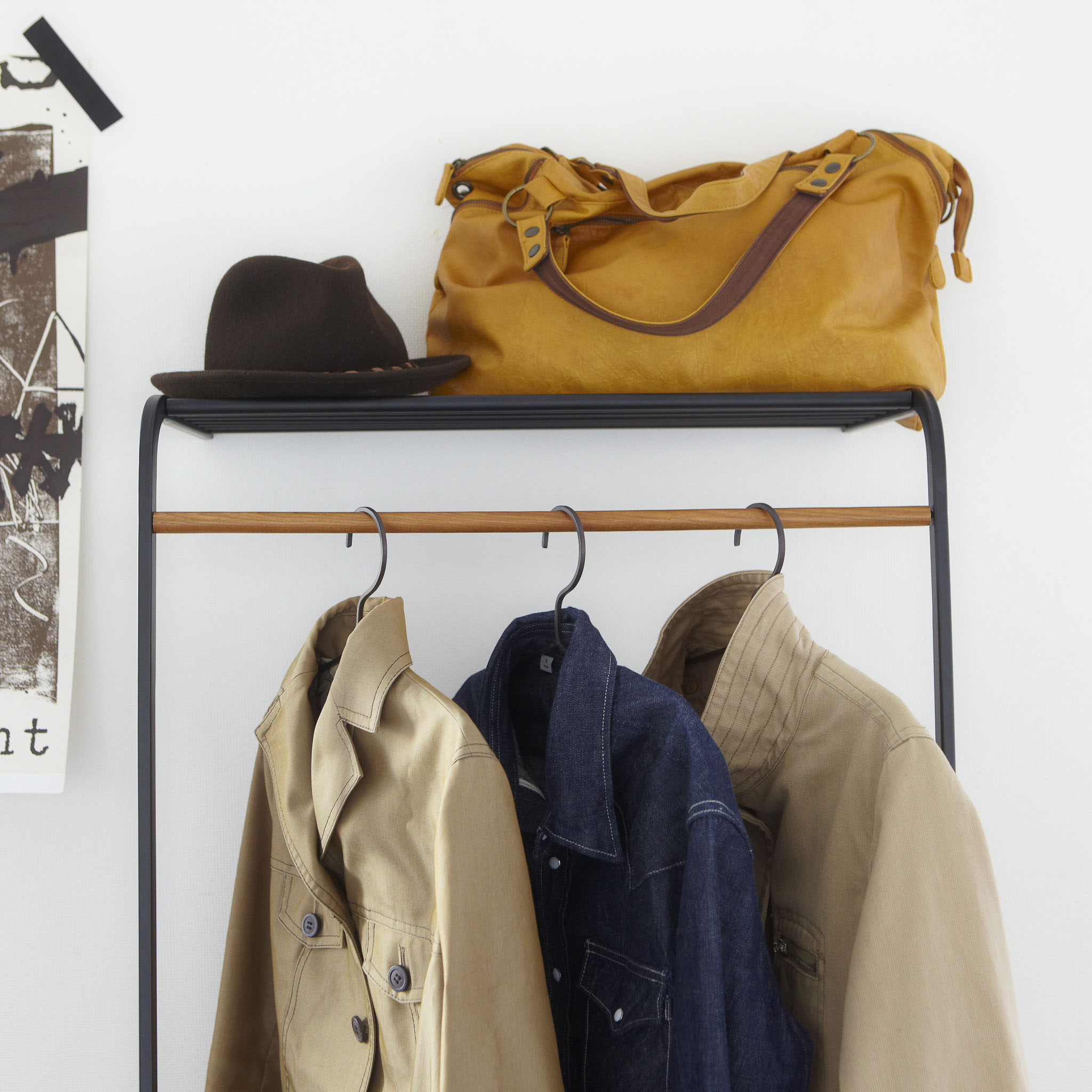 Leaning Coat Rack with Shelf : Flexible Use Without Installation