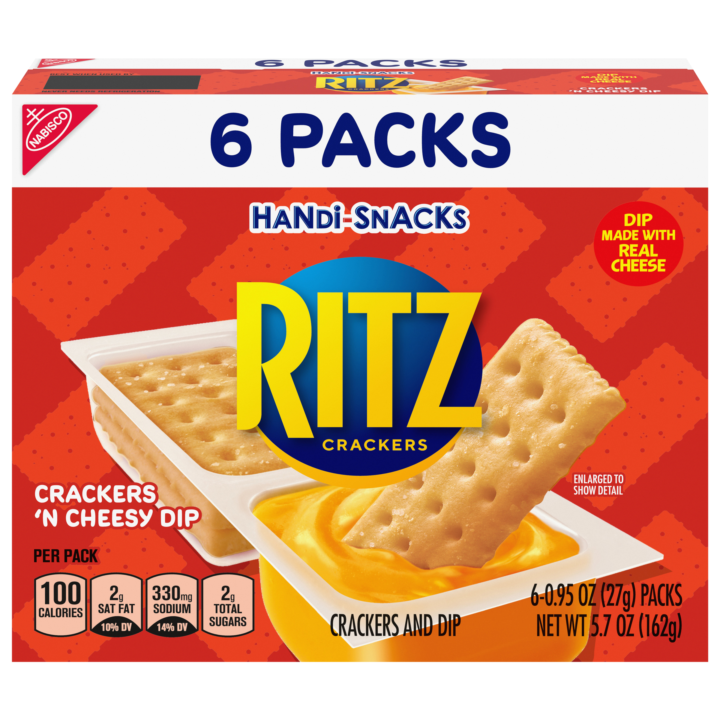 Handi-Snacks RITZ Crackers 'N Cheesy Dip Snack Packs, 6 Snack Packs