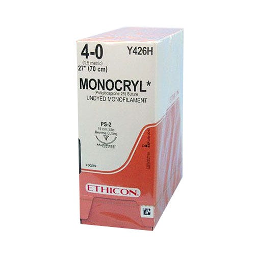 MONOCRYL® Undyed Monofilament Suture, 4-0, PS-2, Precision Point-Reverse Cutting, 27" - 36/Box