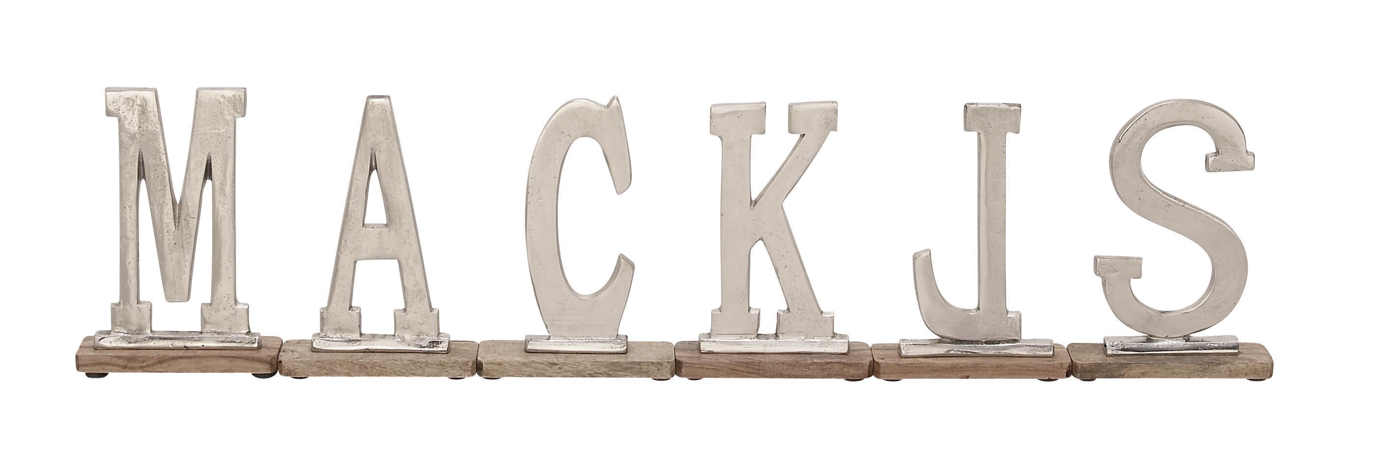 Silver Aluminum Metal  Decorative Sign, Set of 6 7"W, 9"H