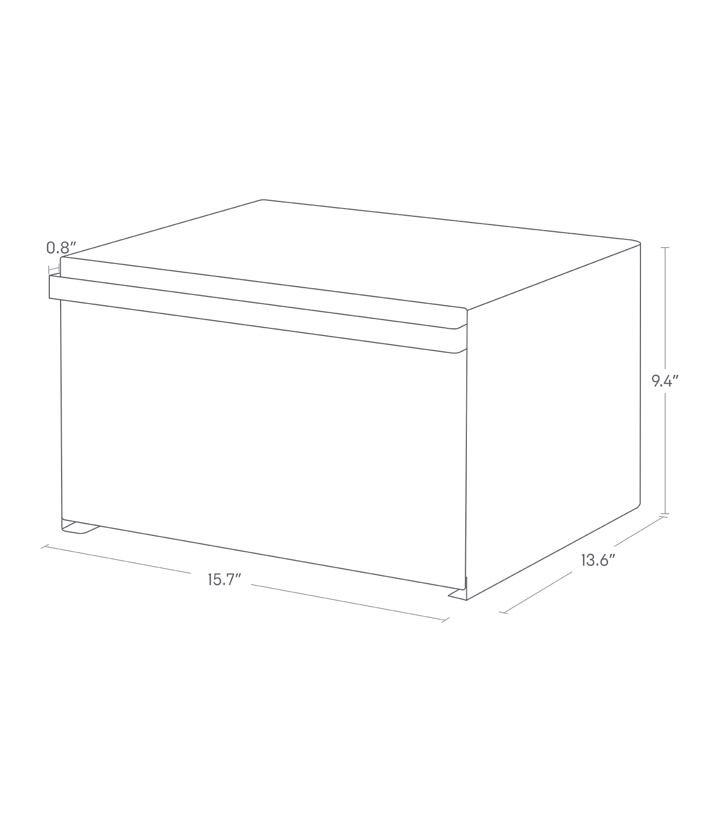 Dimension Image for Bread Box on a white background showing height of 9.4