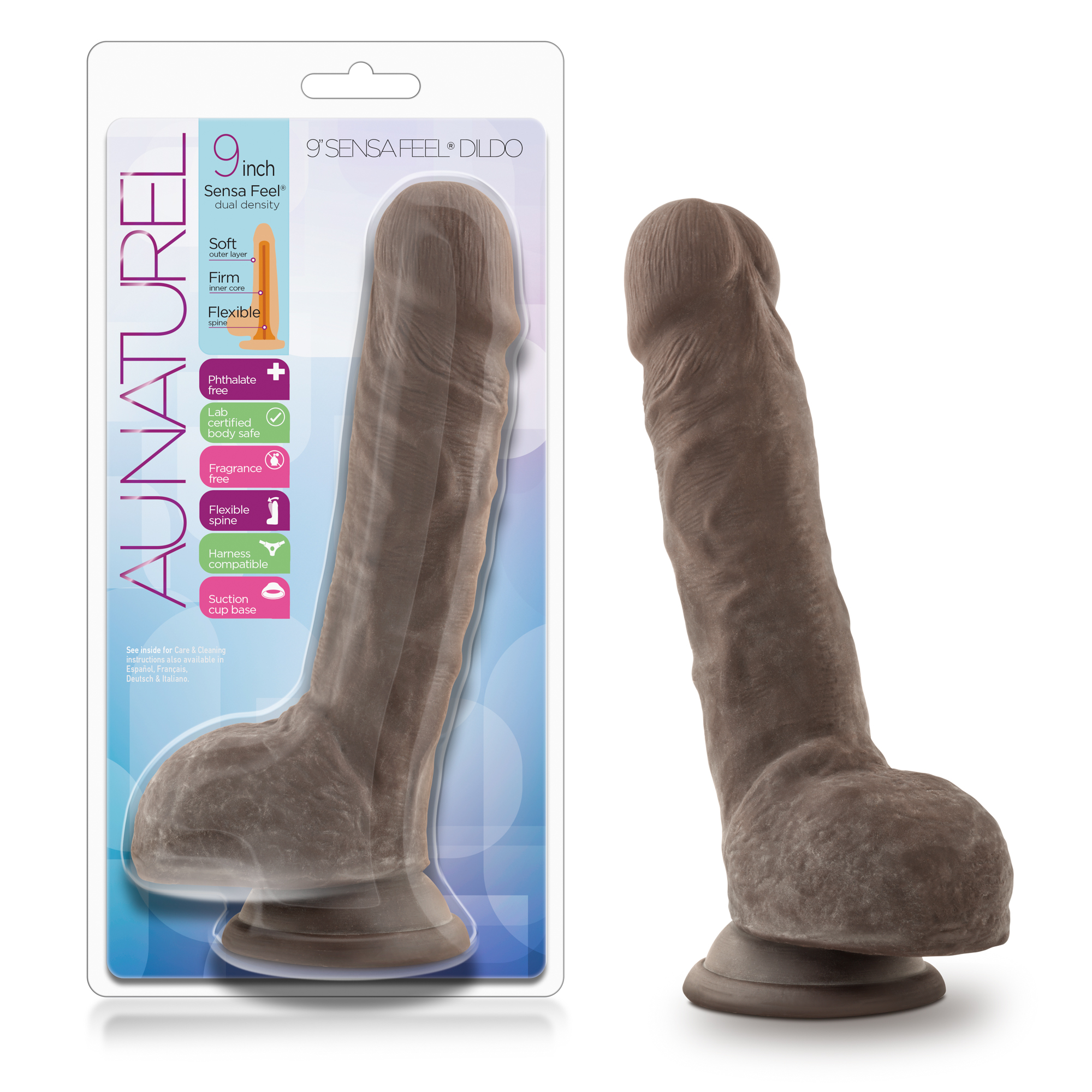 Blush Au Naturel Realistic Chocolate 9-Inch Long Dildo With Balls & Suction Cup Base