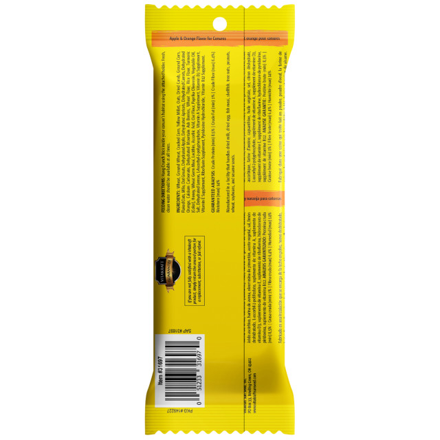 Back-Image showing Crunch Sticks Apple & Orange Flavor