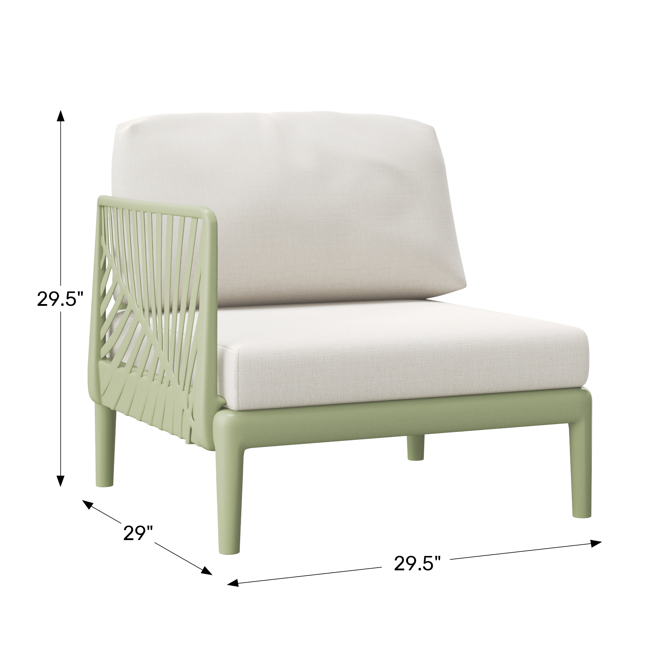 Modern Outdoor Polypropylene Resin Left Arm Facing Deep Seating Sectional Chair WWT Spec Image