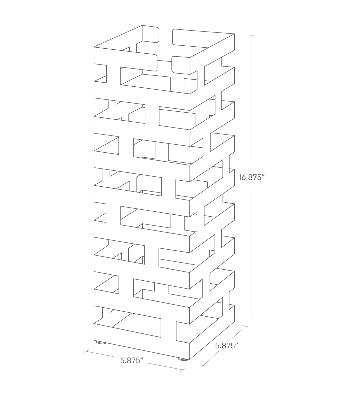 Dimension image for Umbrella Stand showing length of 5.875", width of 5.875" and height of 16.875"