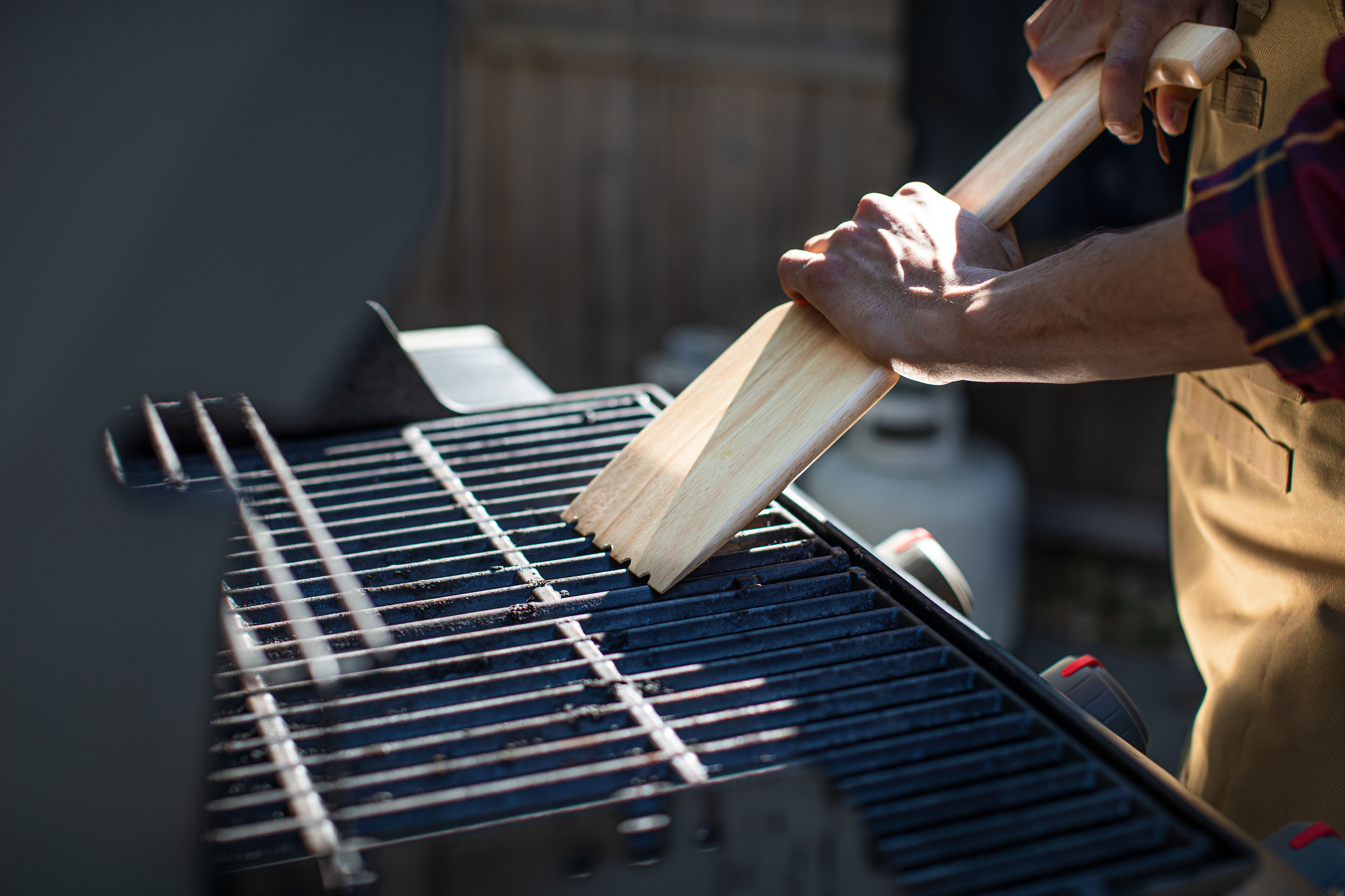 Hardwood BBQ Grill Scraper with Bottle Opener