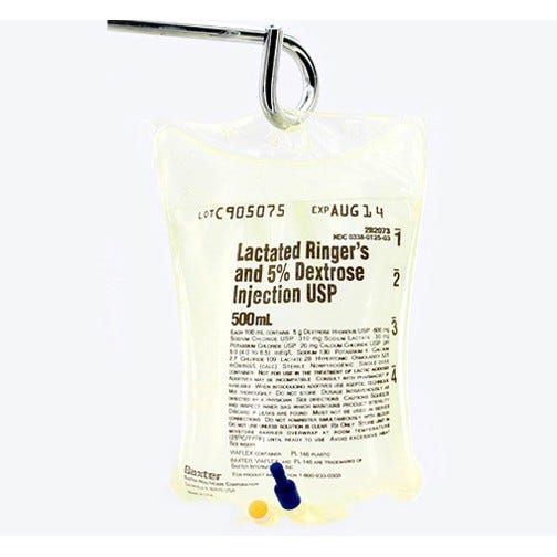 Dextrose 5% Lactated Ringers, 500ml bag- 24/Case