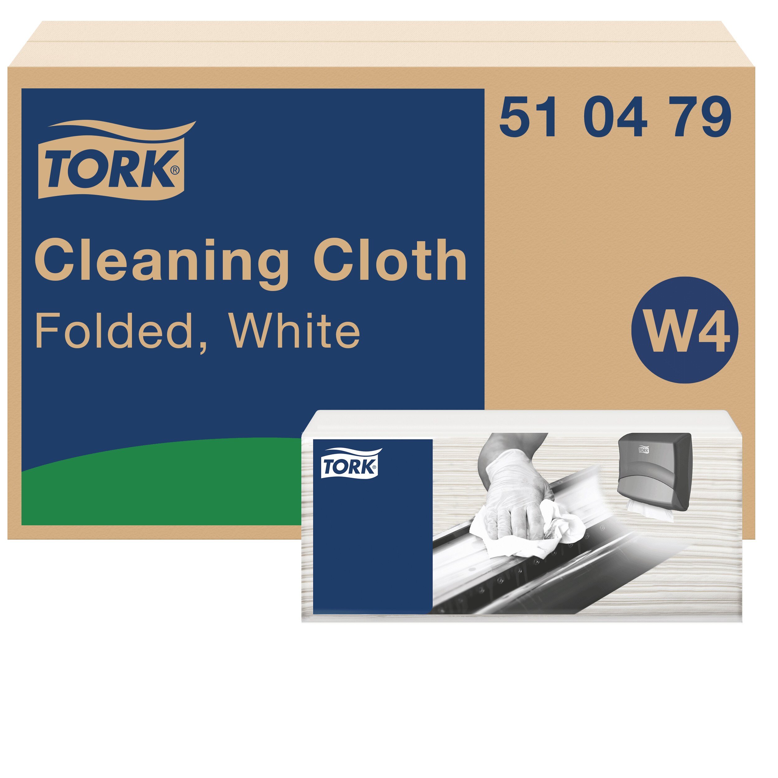 Aftørringsklud, Industri, Hvid, 480 klude, Tork W4