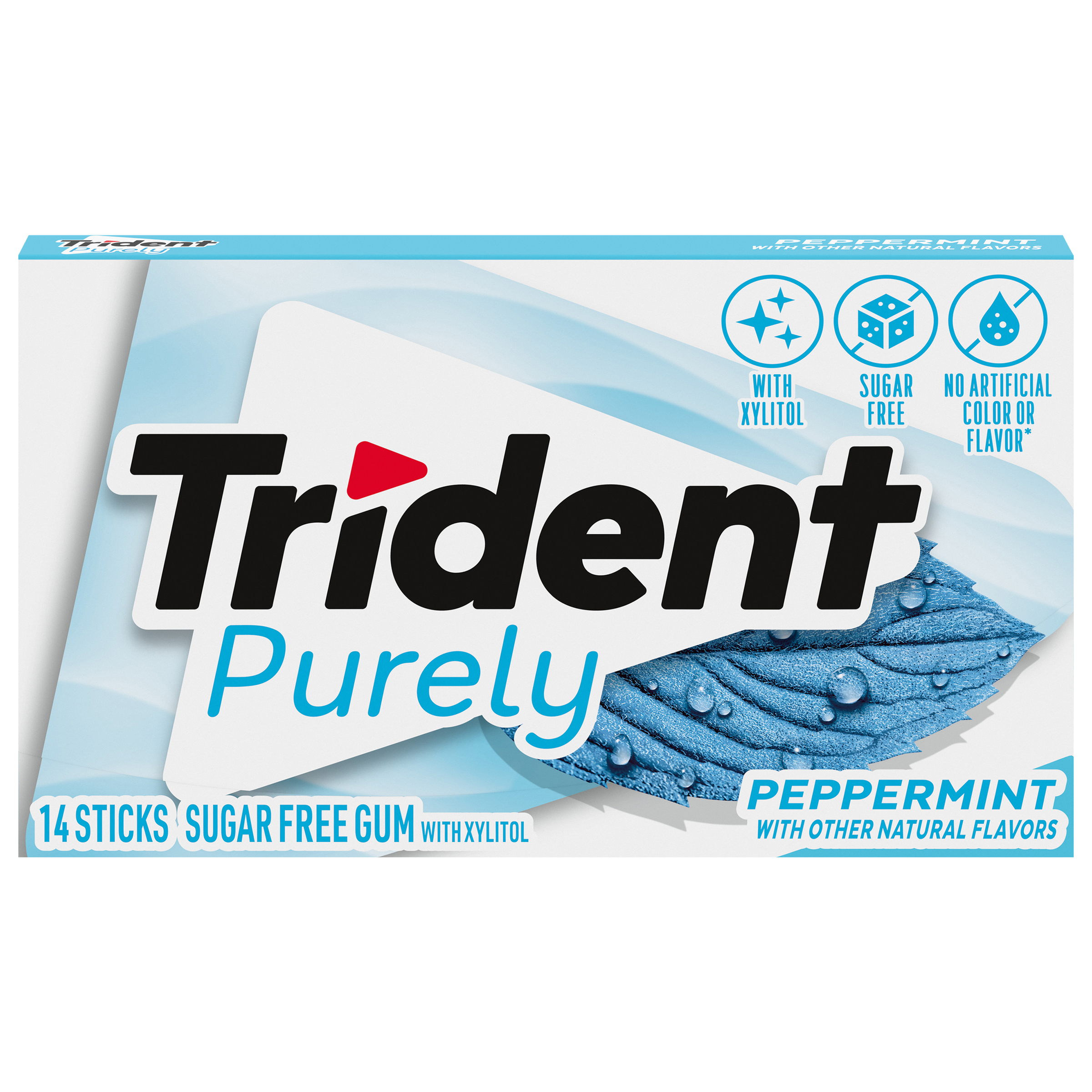 Trident Purely Peppermint Sugar Free Gum, 12 Packs of 14 Pieces (168 Total Pieces)-1