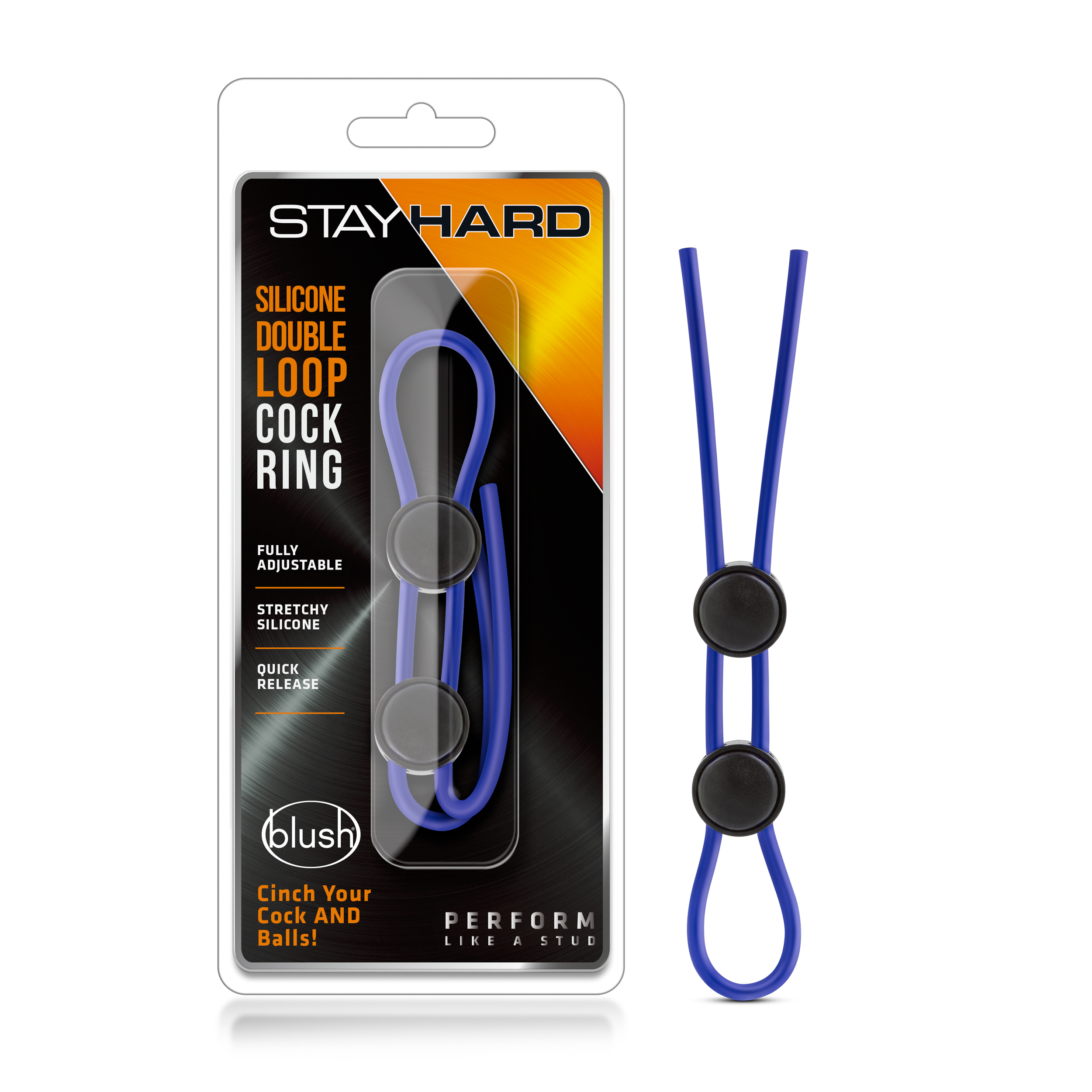 Blush Stay Hard / Blue Silicone Double Loop Penis Ring