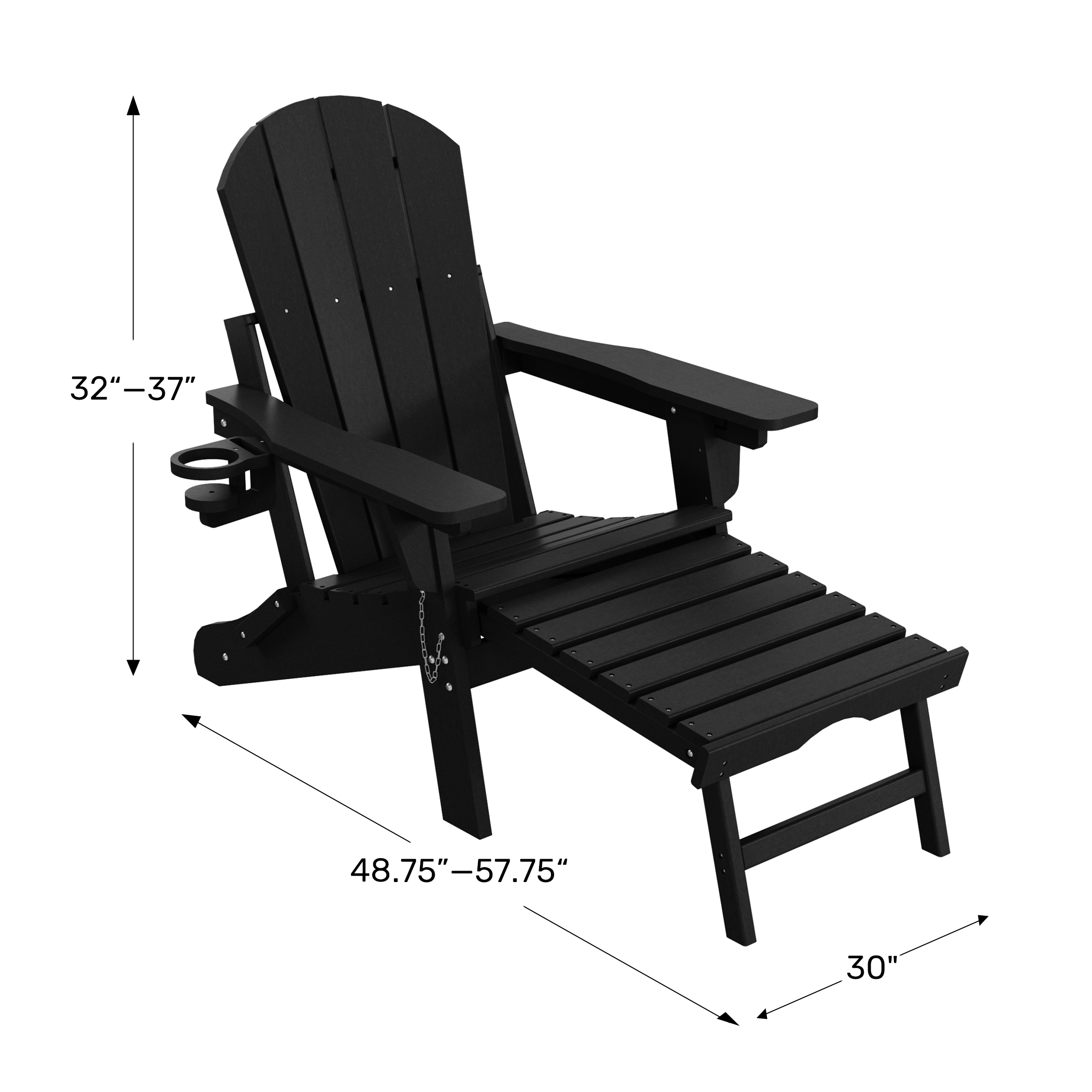 Folding Adjustable Adirondack Chair with Retractable Ottoman and Cup HolderWWT Spec Image