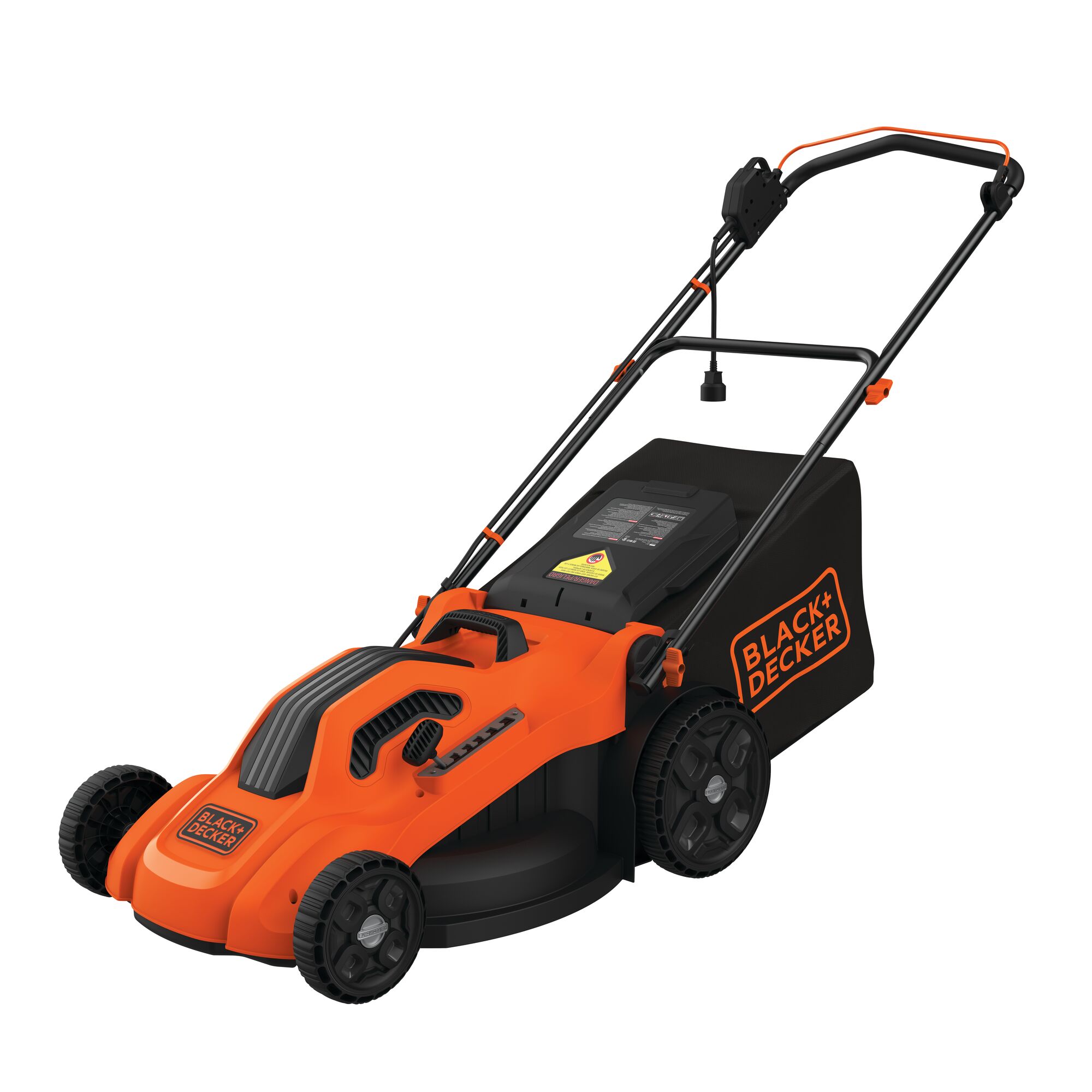 Profile of 13 ampere 20 degree corded electric lawn mower.