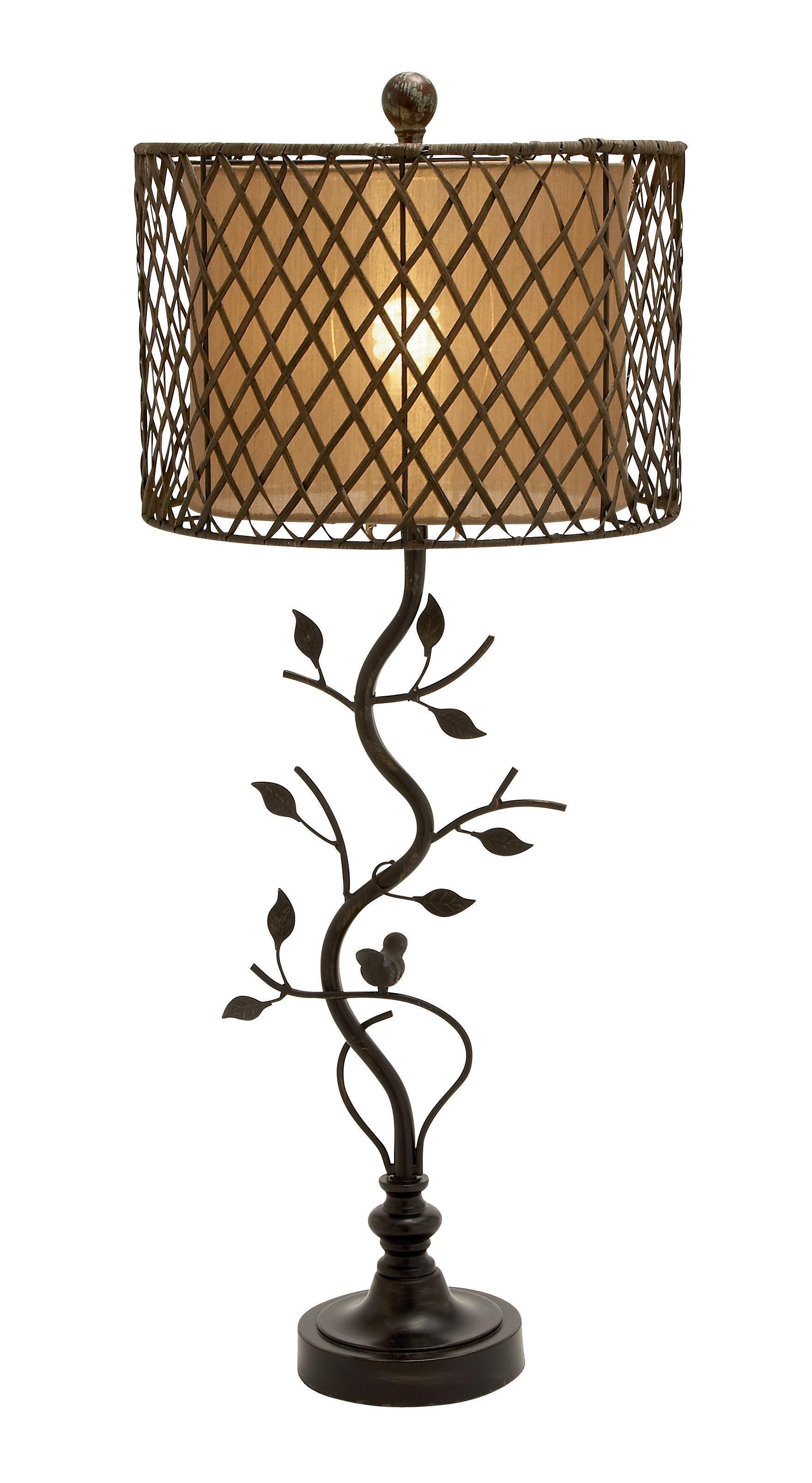 Black Metal Natural Buffet Lamp, Set of 2 35" x 9" x 7"