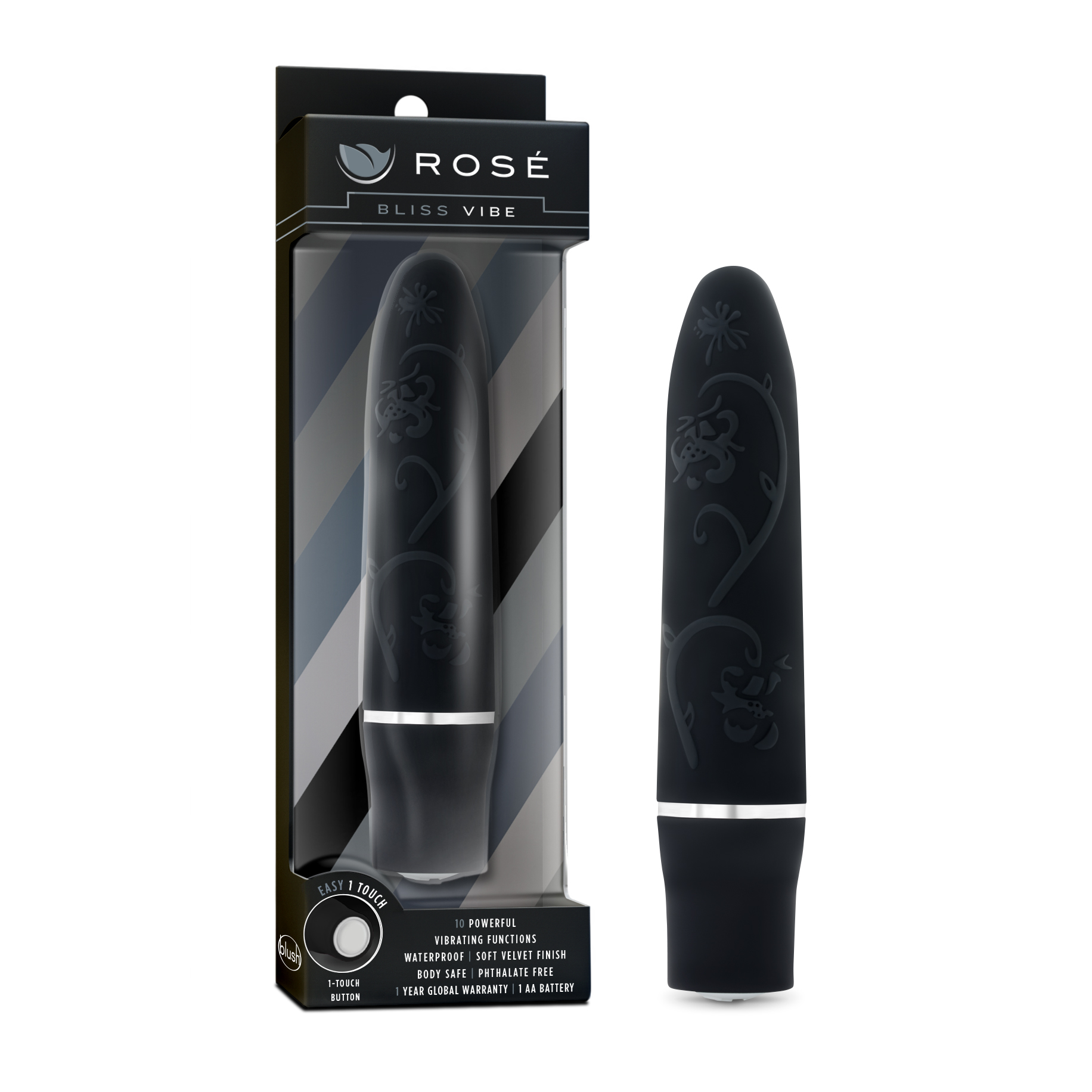 Blush Rose Bliss Vibe Black 4-Inch Vibrating Mini Vibrator