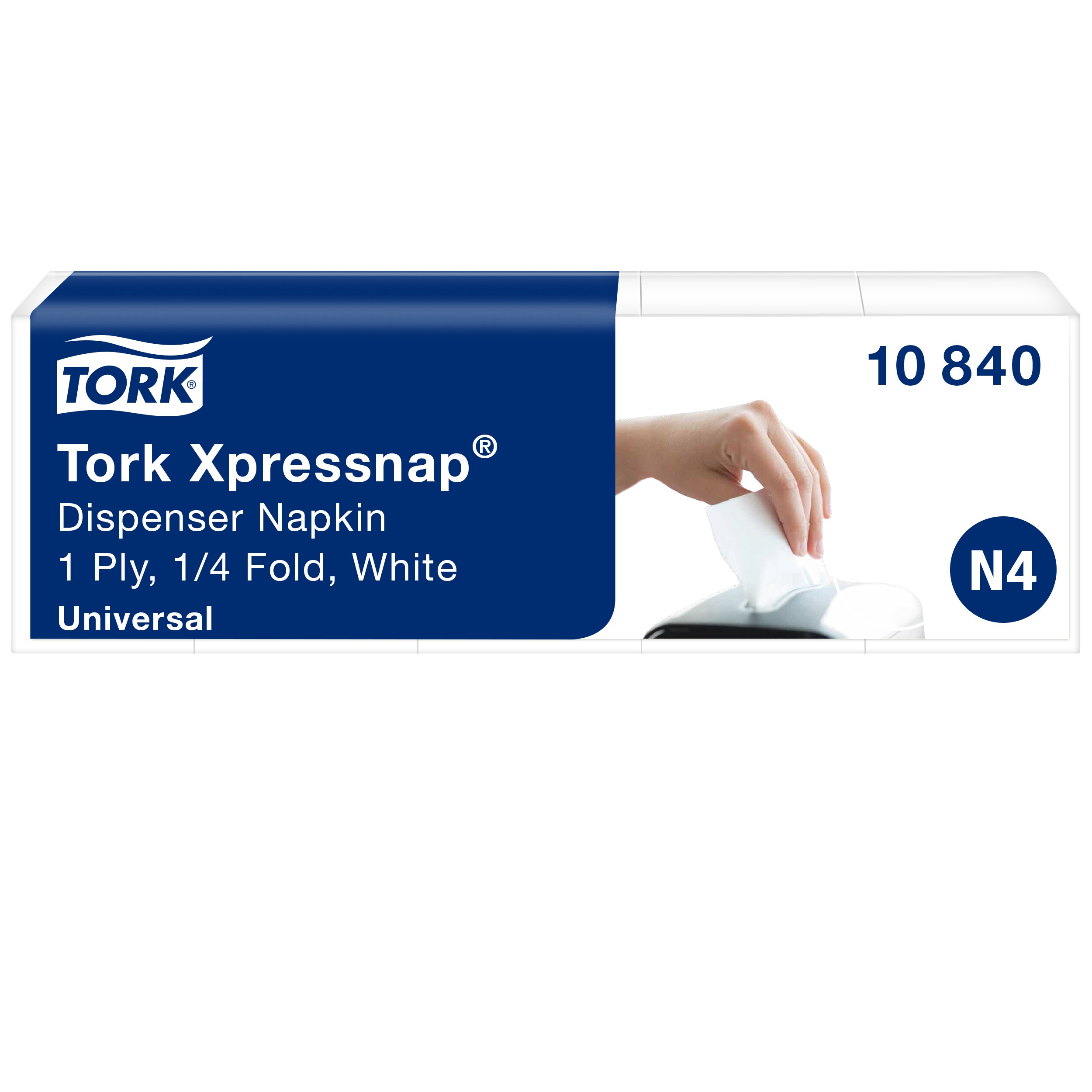 Dispenserservietter, 1 lag, Hvid, 21.3x33 cm, 9000 stk, Tork Xpressnap N4