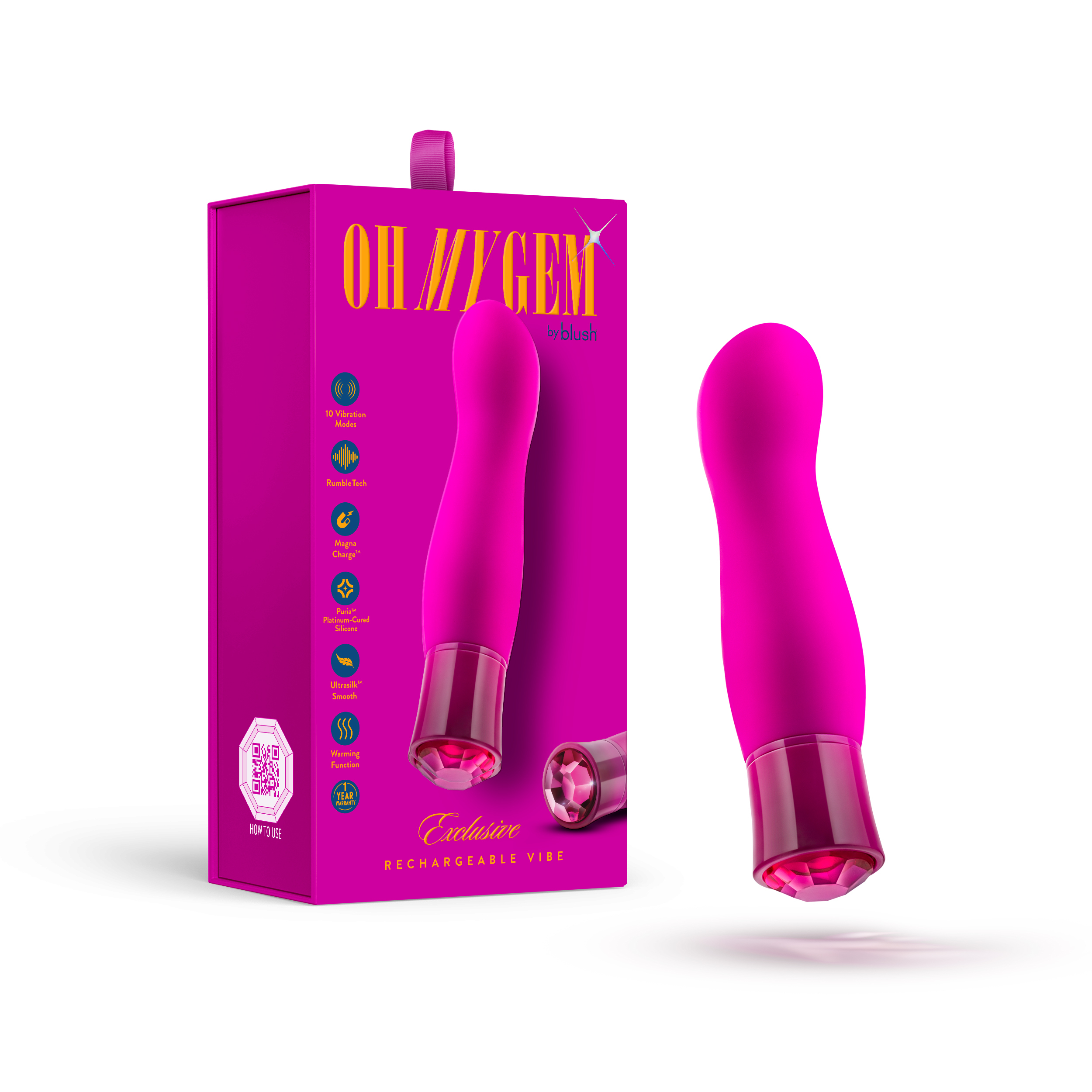 Blush Oh My Gem Exclusive 5.5 Inch Warming G Spot Vibrator in Tourmaline - Made with Smooth Ultrasilk? Puria? Silicone