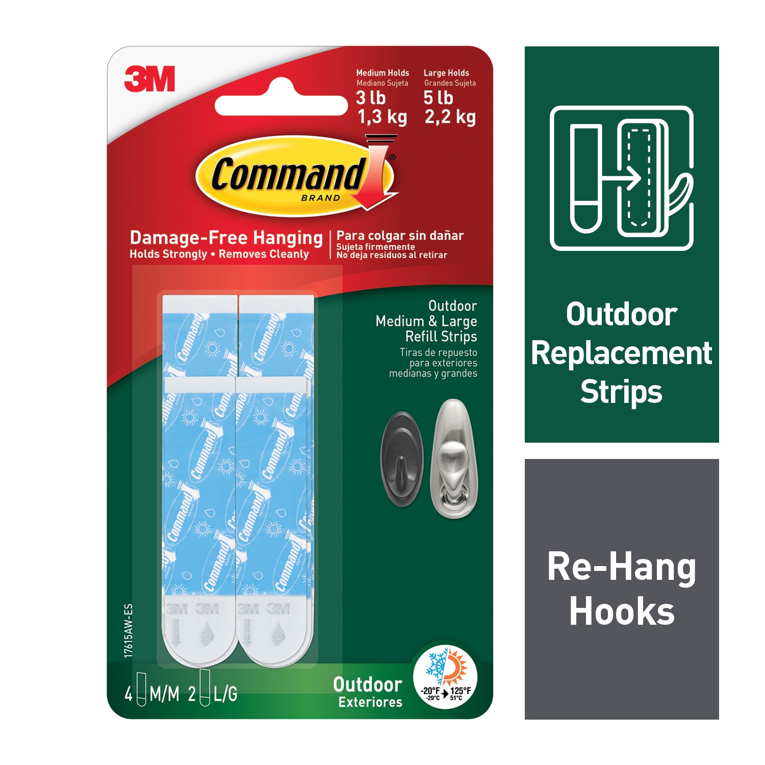 SKU 7100114152 | Command™ Outdoor Medium and Large Refill Strips 17615AW-ES