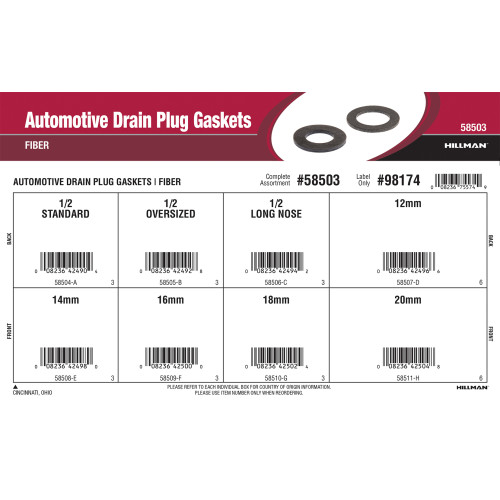 Automotive Drain Plug Gaskets Assortment (Fiber)
