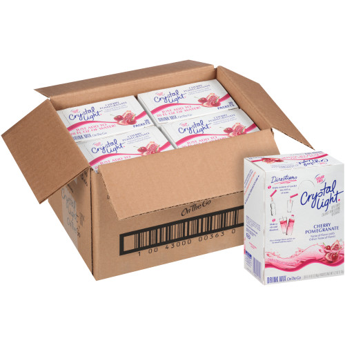  CRYSTAL LIGHT Single Serve Sugar-Free Cherry Pomegranate On-the-Go Powdered Mix, 30-0.1 oz. Packets (Pack of 4 Boxes) 