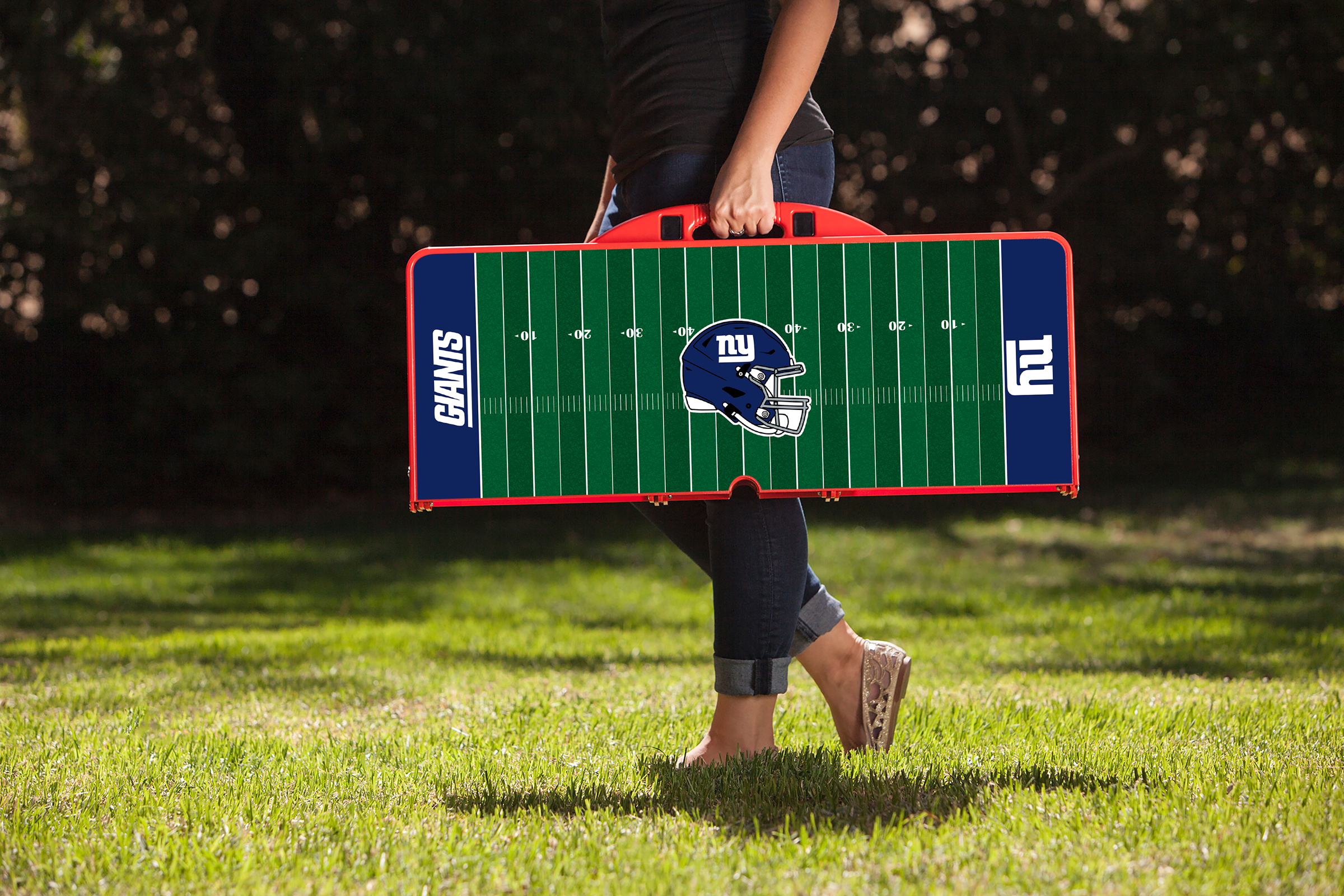 New York Giants Football Field - Picnic Table Portable Folding Table with Seats
