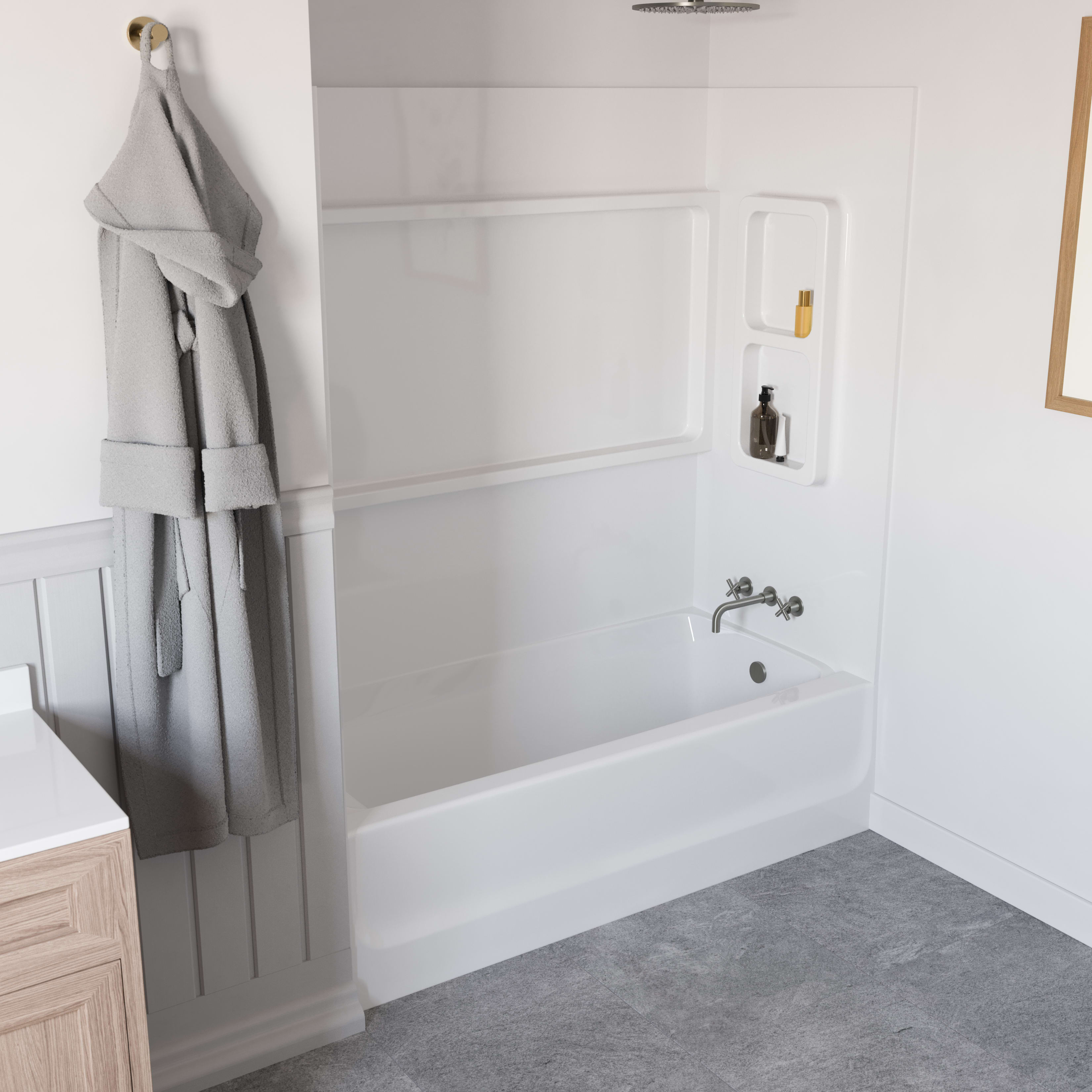 BT-3060L/R 30 x 60 Veritek Alcove Bathtub with Right Hand Drain in White view 4