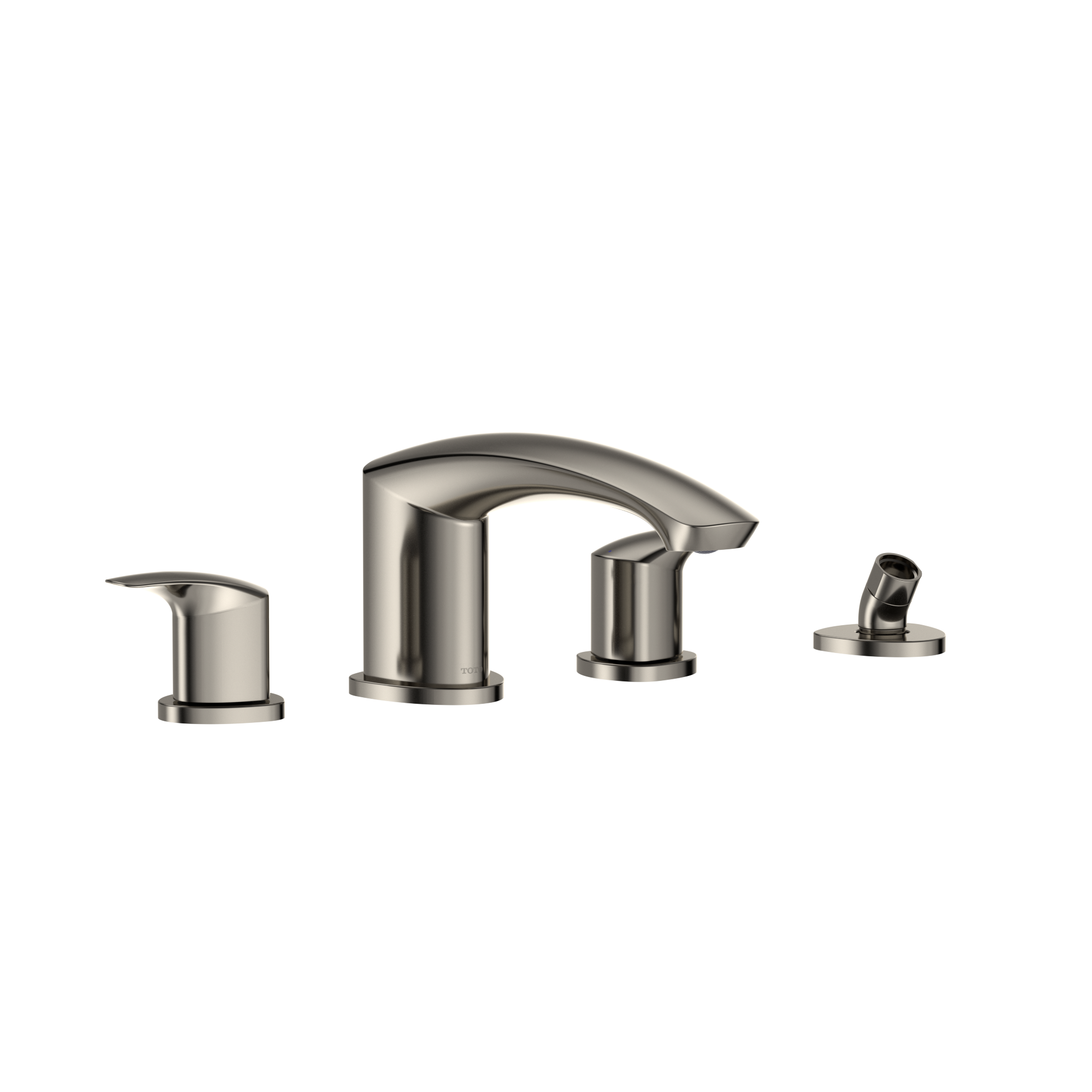 TOTO GM Two-Handle Deck-Mount Roman Tub Filler Trim with Handshower, Polished Nickel, Brass, TBG09202U#PN