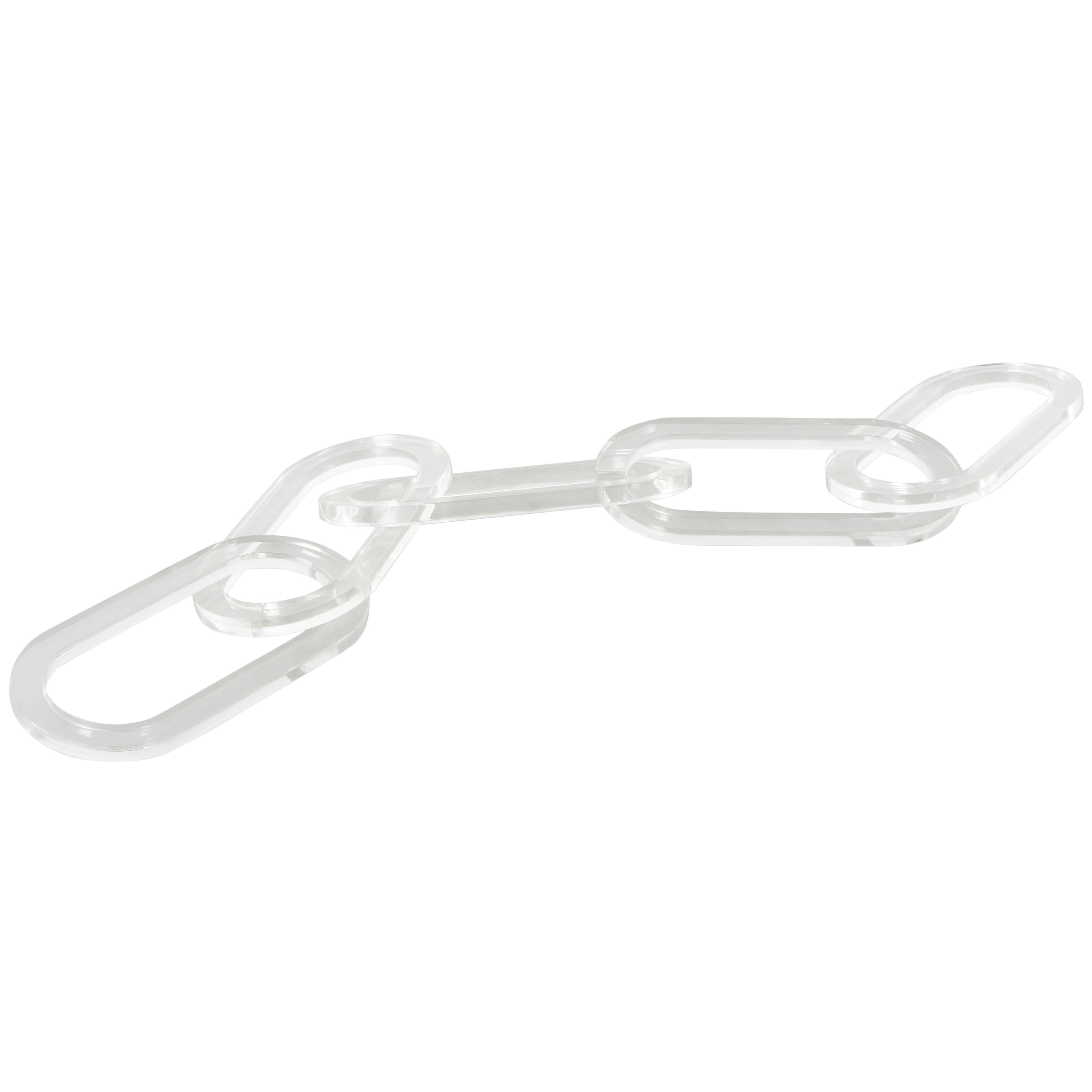 (4 pieces) Clear Acrylic Plastic Chain Oval 5 Link Decorative Sculpture, 27\" x 0\" x 4\"