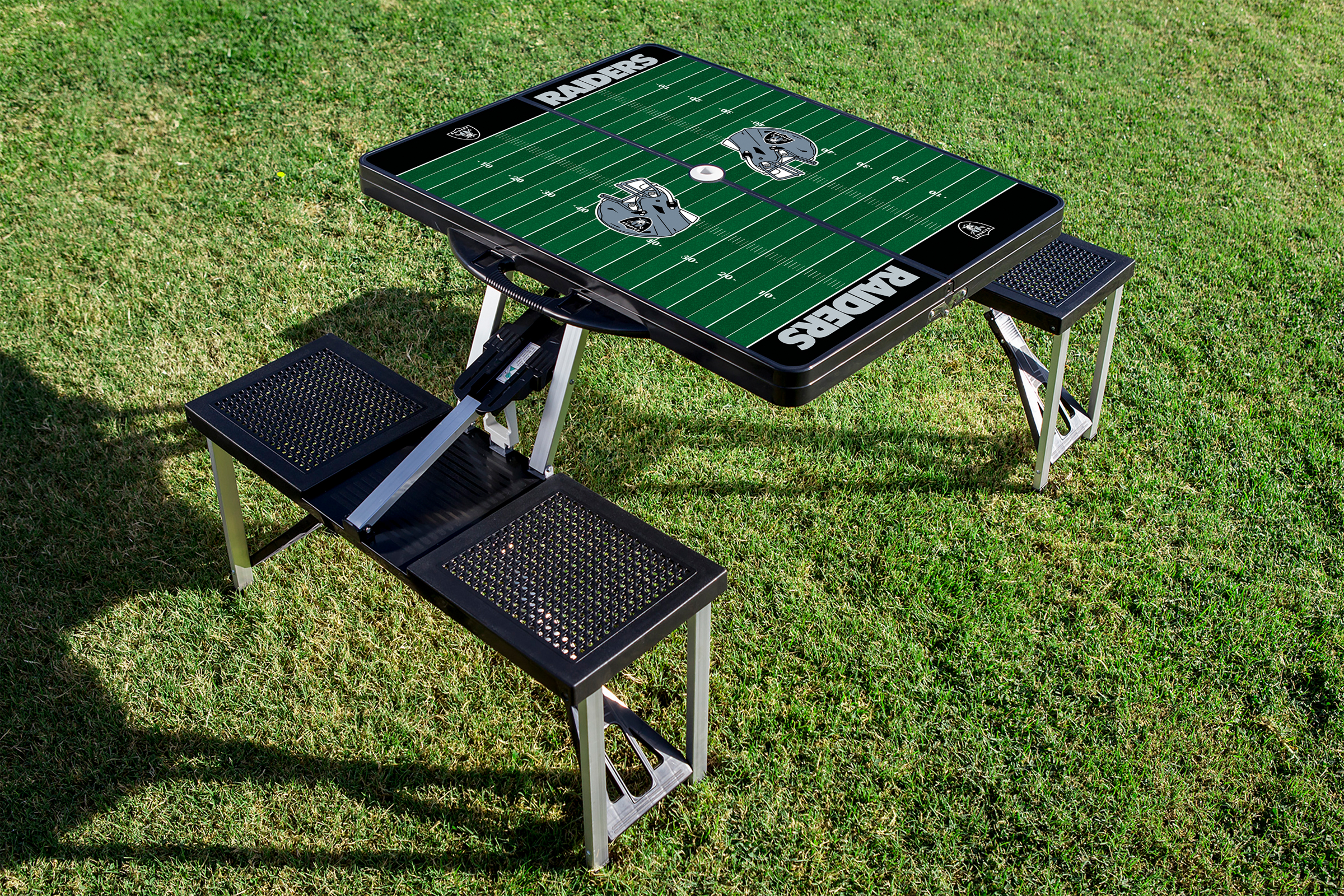 Las Vegas Raiders Football Field - Picnic Table Portable Folding Table with Seats