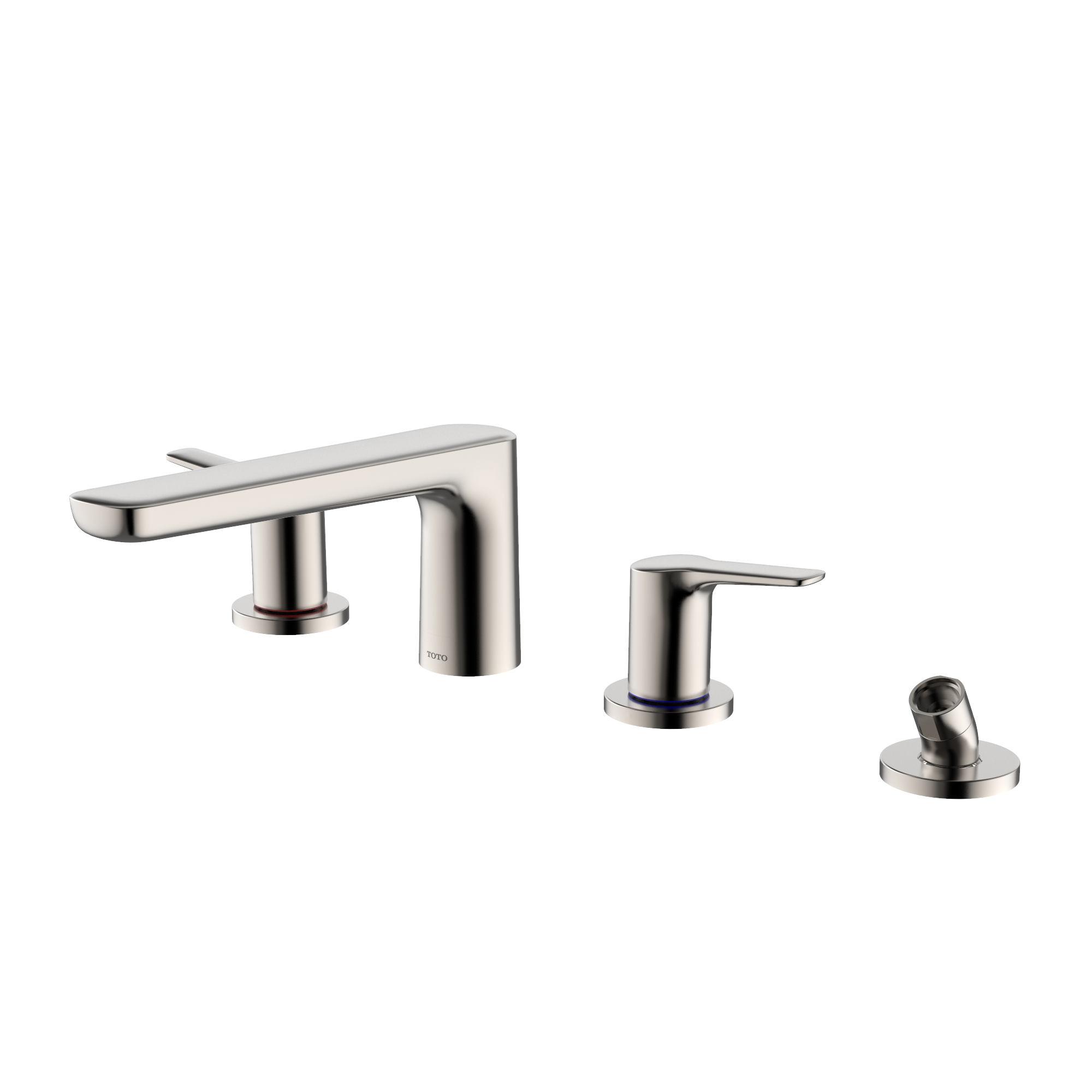 TOTO GS Four-hole Deck-Mount Roman Tub Filler Trim with Handshower, Polished Nickel, Brass, TBG03202U#PN