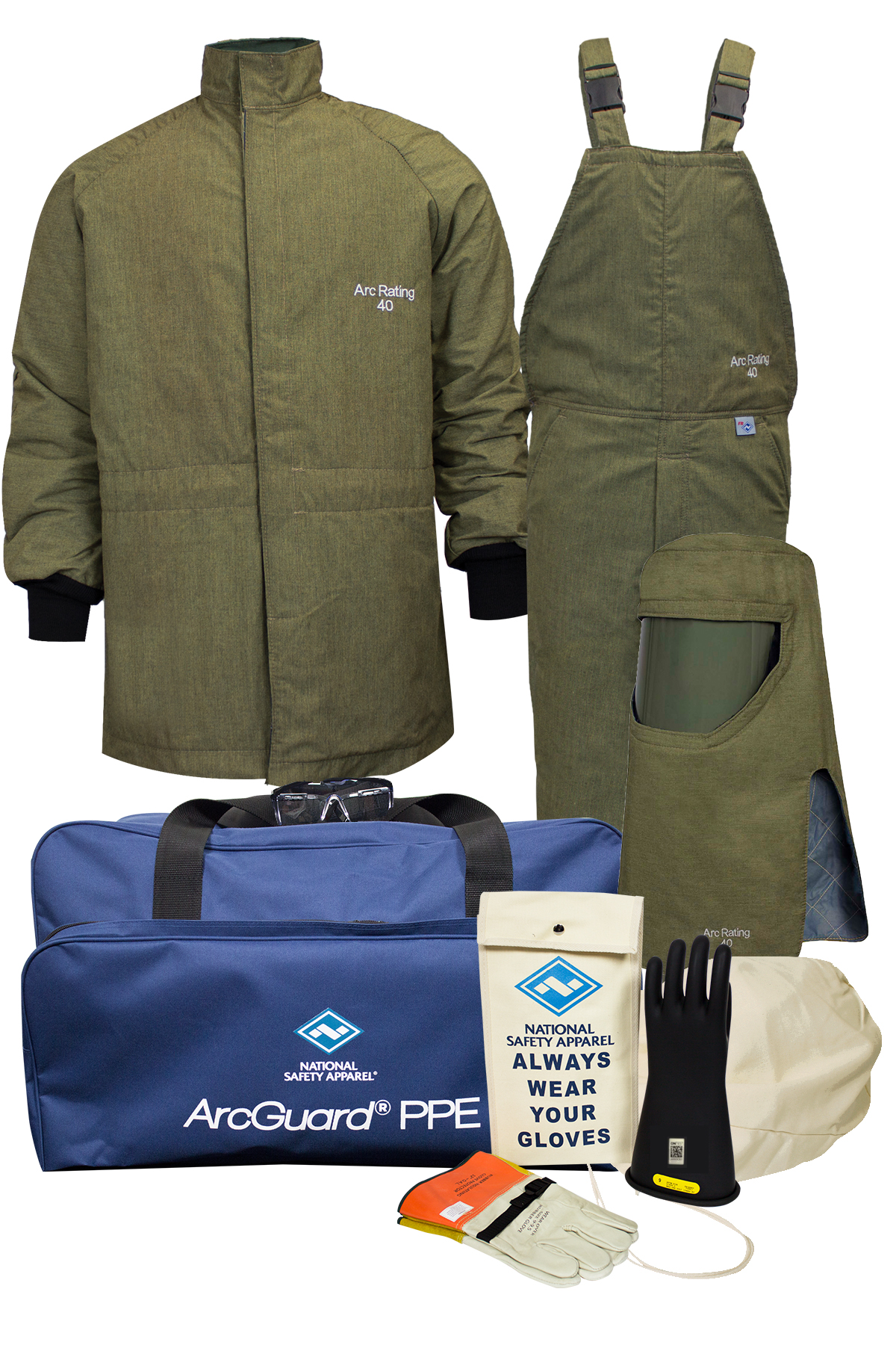 40 Cal ArcGuard® Compliance™ Arc Flash Kit with Short Coat & Bib Overall (2X/10)