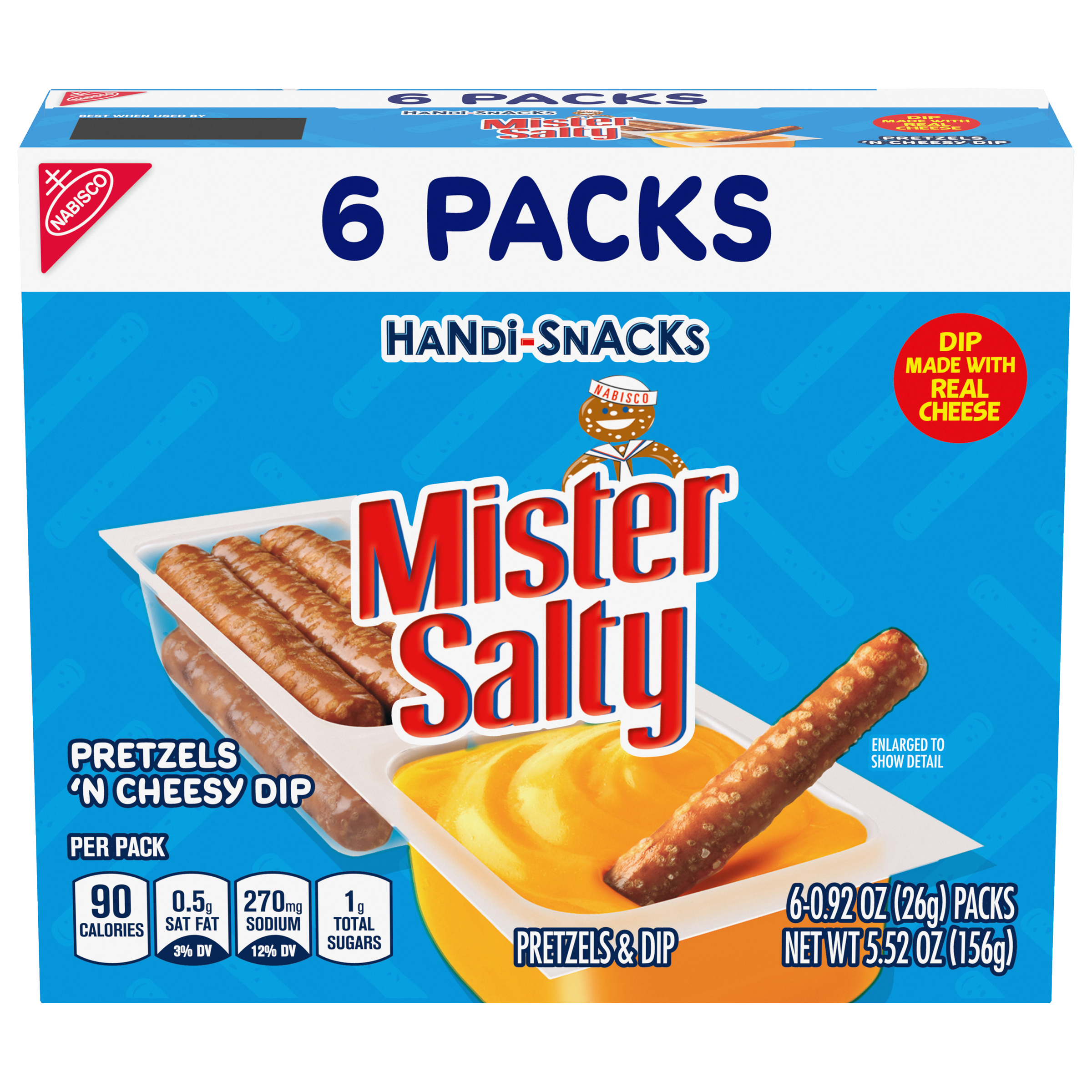 Handi-Snacks Mister Salty Pretzels 'N Cheesy Dip Snack Packs, 6 Snack Packs-0