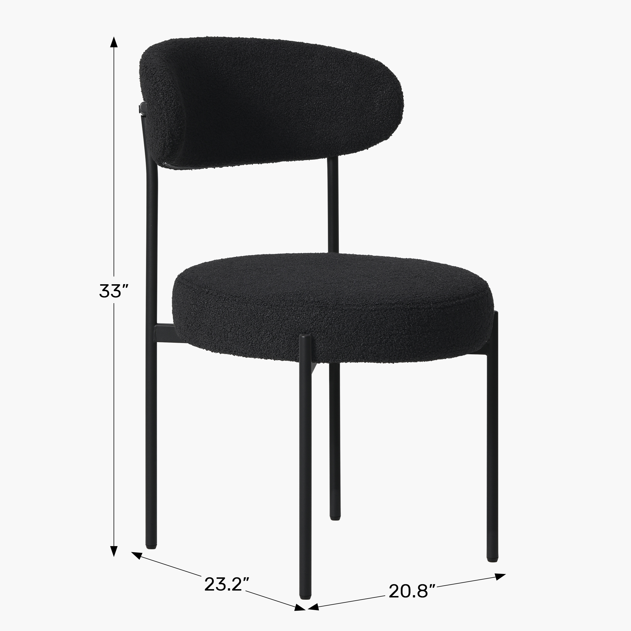 Mid-Century Modern Upholstered Sherpa Round Dining Chairs (Set of 2)WWT Spec Image