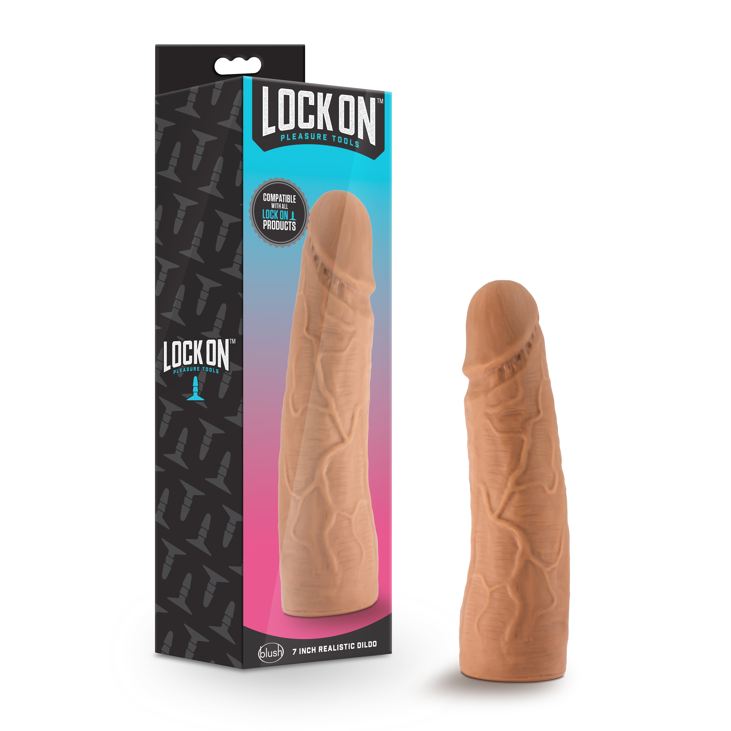 Blush Lock On Realistic Mocha 7-Inch Long Dildo With Lock On Base