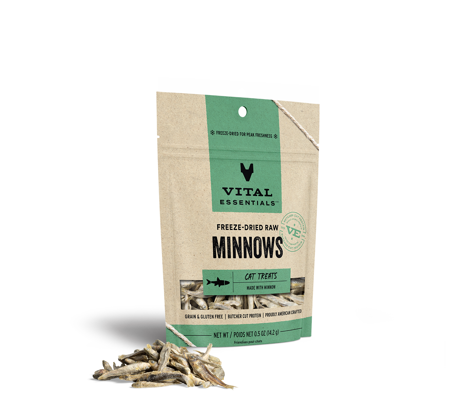Vital Essentials Freeze-Dried Minnows Cat Treats, 0.5 oz - Health/First Aid