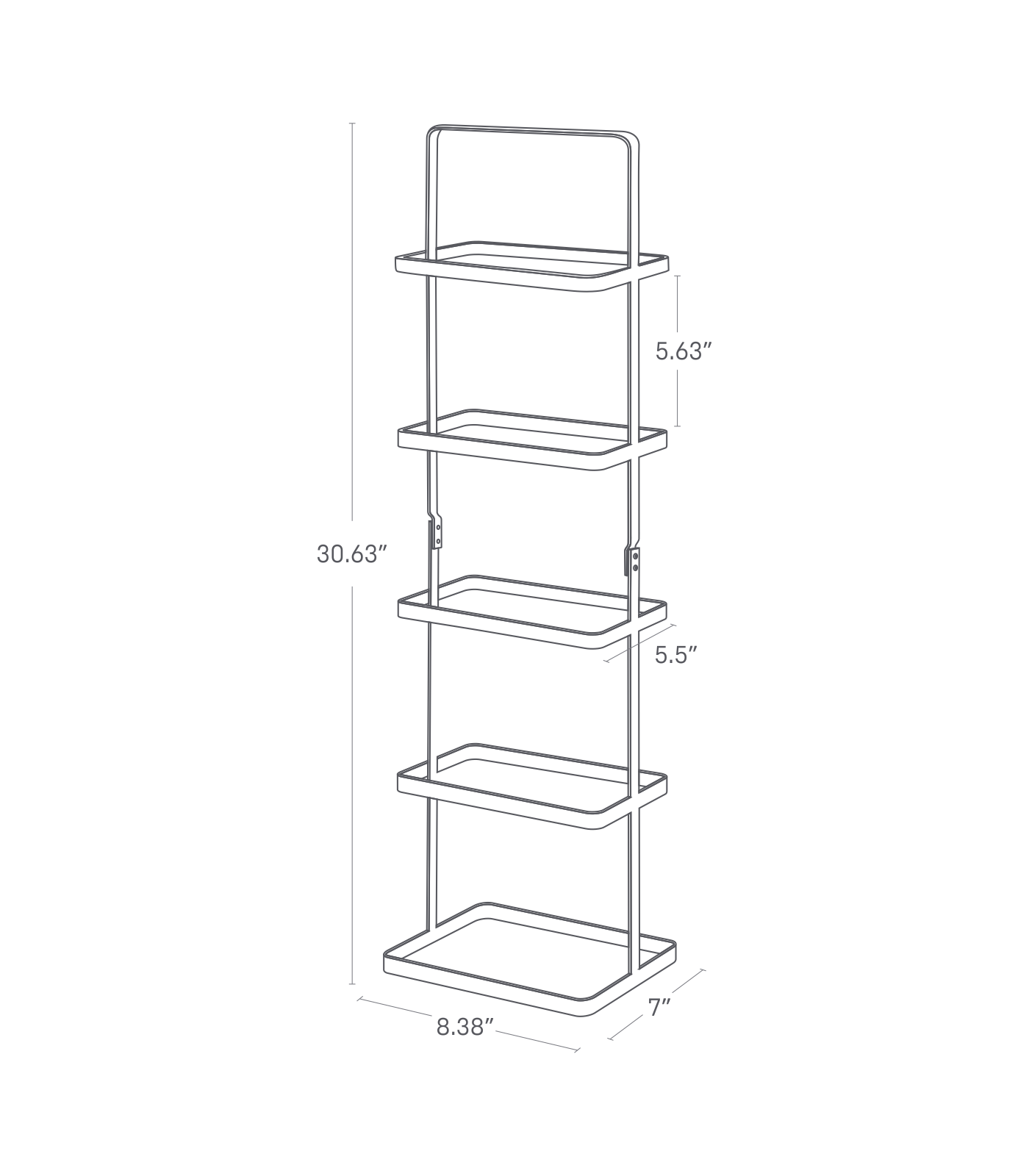 Dimension image for Shoe Rack showing length of 8.38