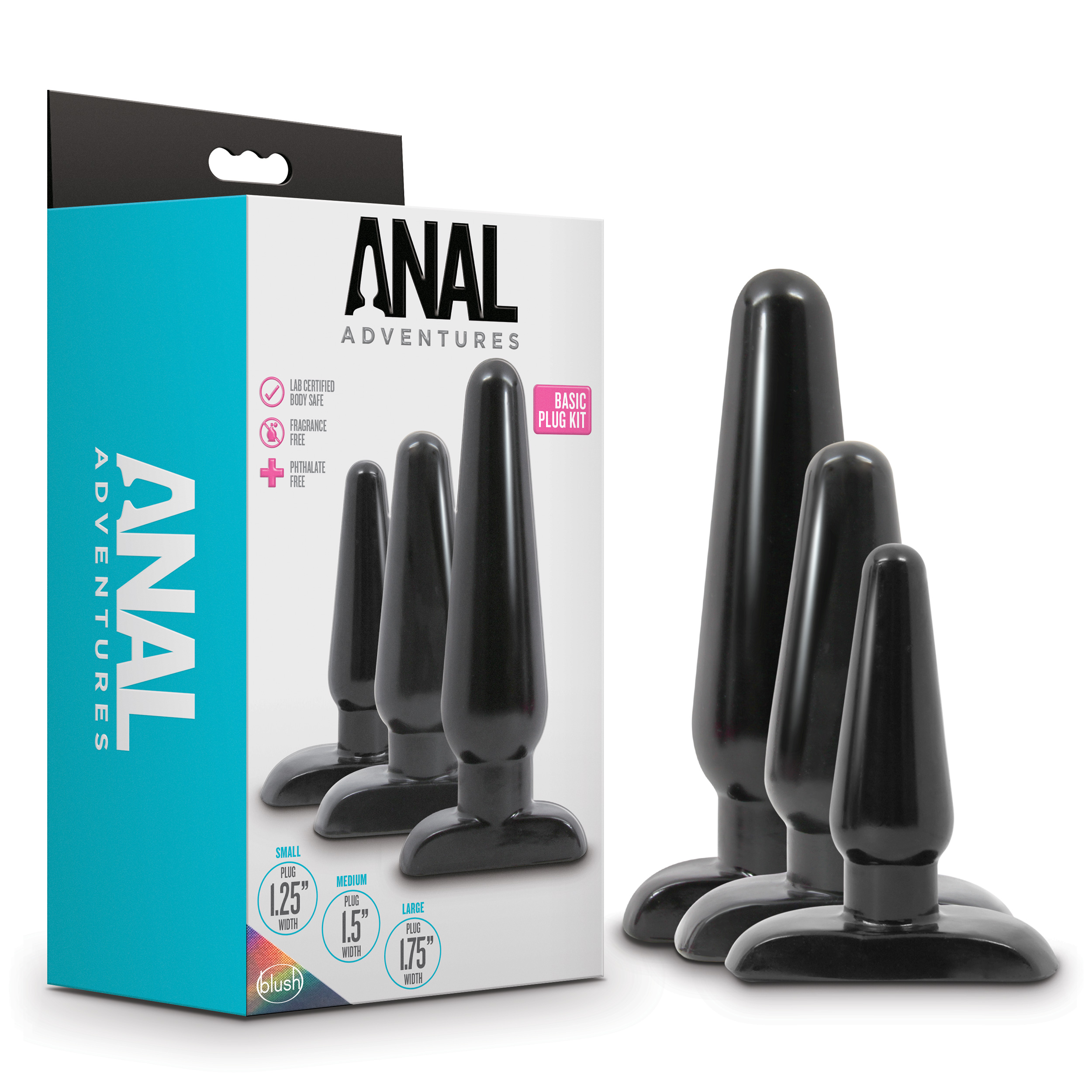 Blush Anal Adventures Basic Kit Black Anal Plug