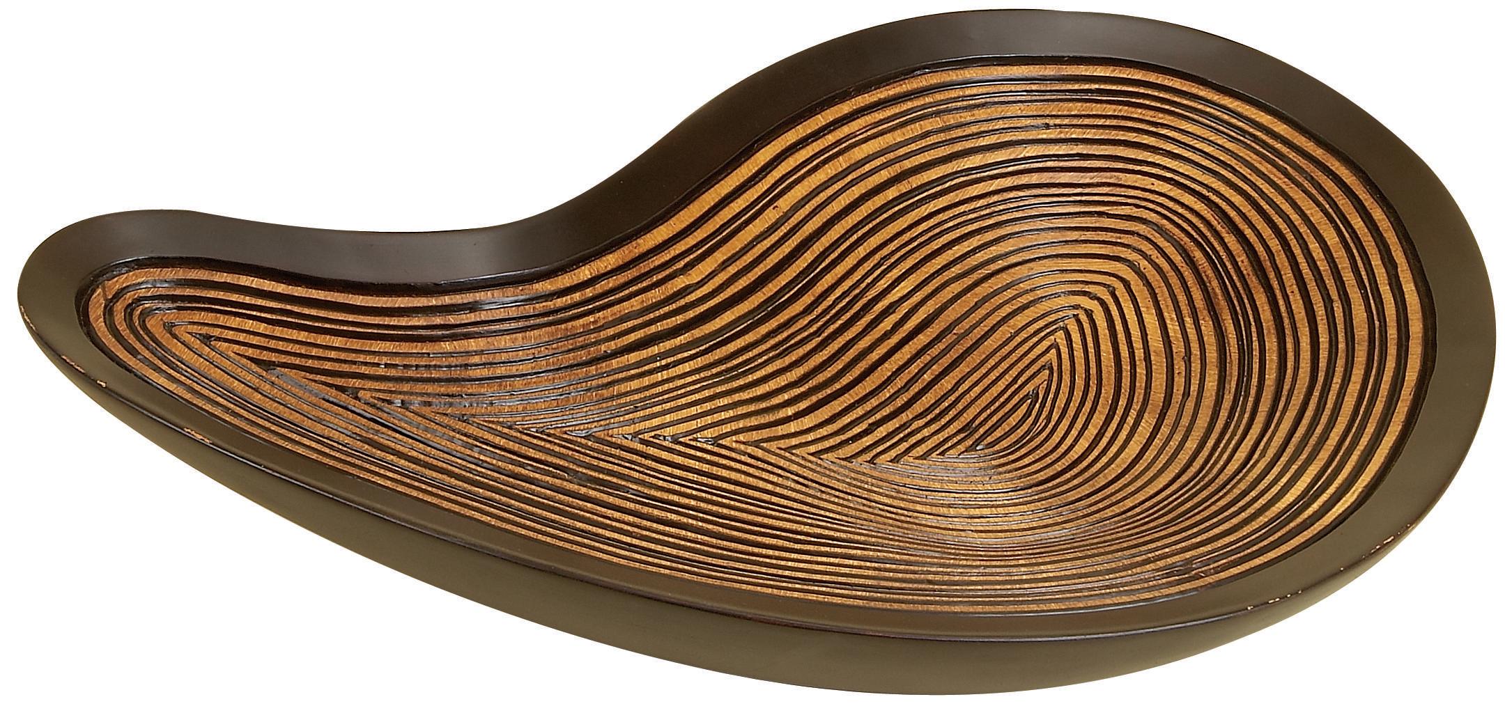 Brown Polystone  Decorative Bowl, 19" x 11" x 3"