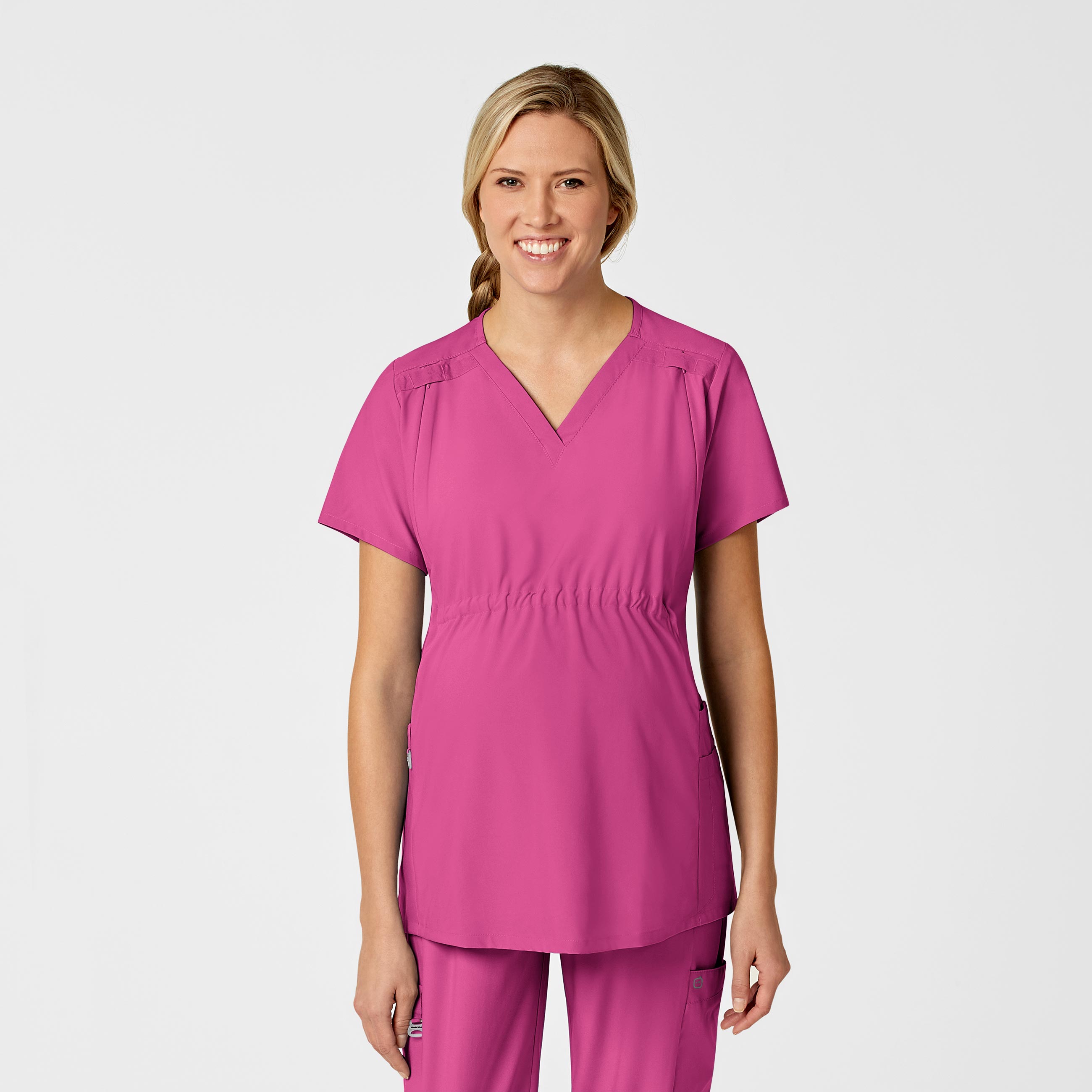 W123 Maternity 4555 V-Neck Scrub Top with Postnatal Features-Wonder Wink