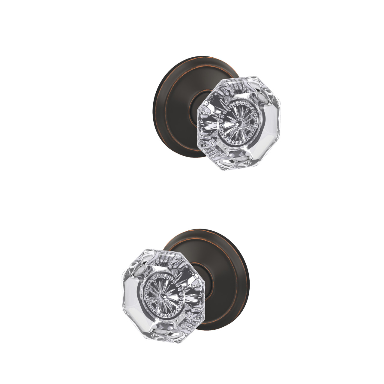 Custom Alexandria Glass Knob Combined Interior Hall-Closet and Bed-Bath Lock