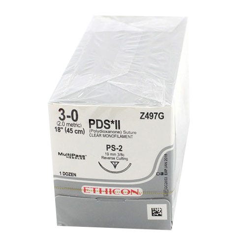 PDS® II Undyed Monofilament Sutures, 3-0, PS-2, Precision Point-Reverse Cutting, 18" - 12/Box