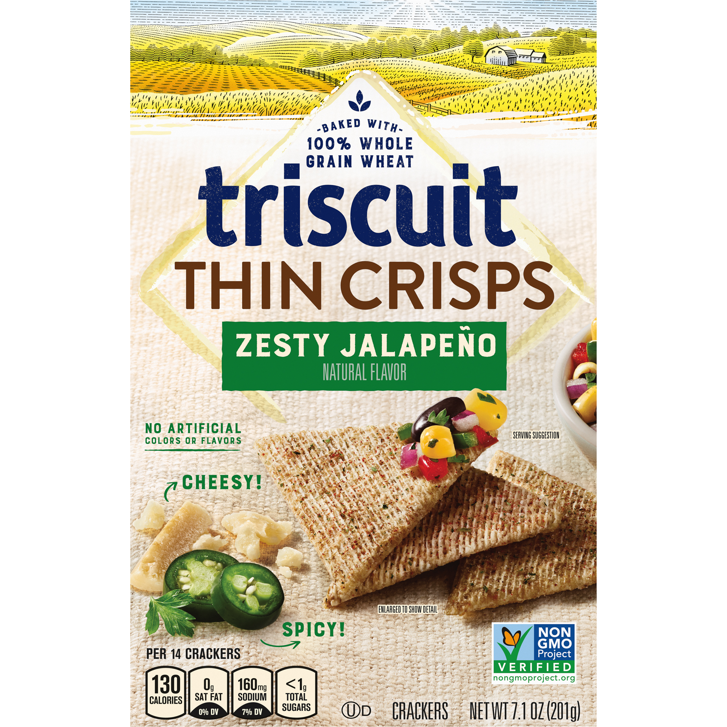 Triscuit Thin Crisps Zesty Jalapeno Whole Grain Wheat Crackers, 7.1 oz-2